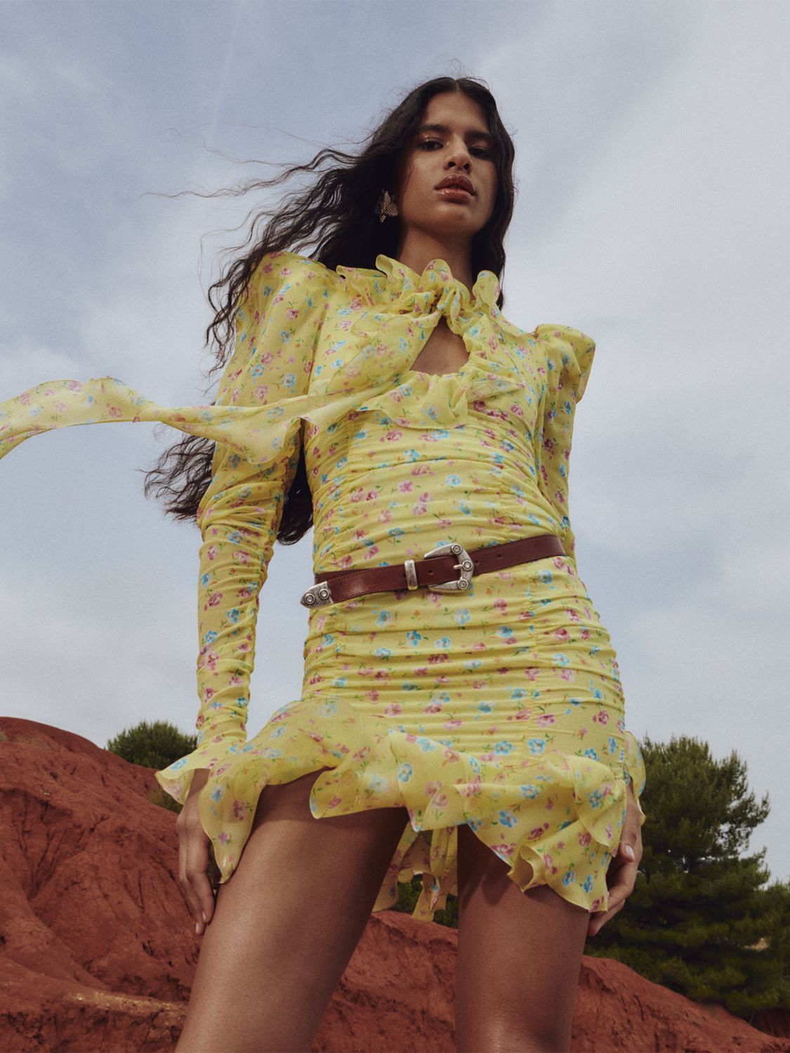 Floral Printed Silk Georgette Mini Dress