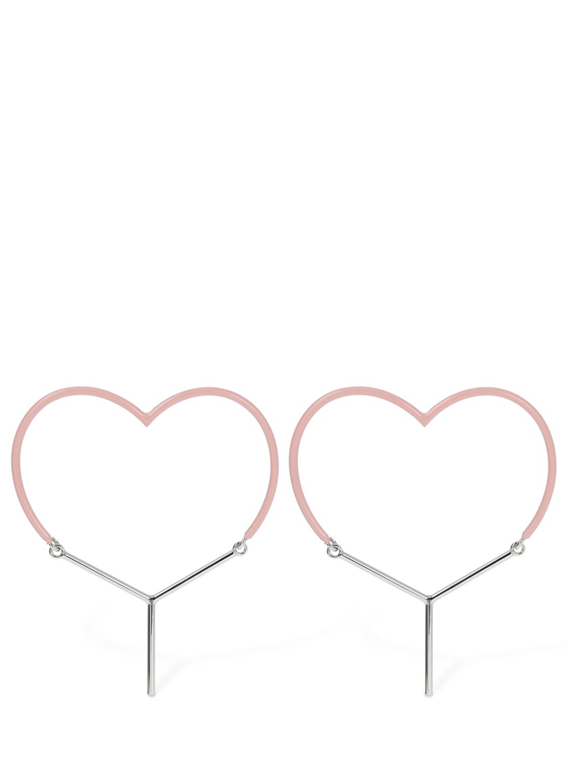 Mini Y Heart Enamel Earrings