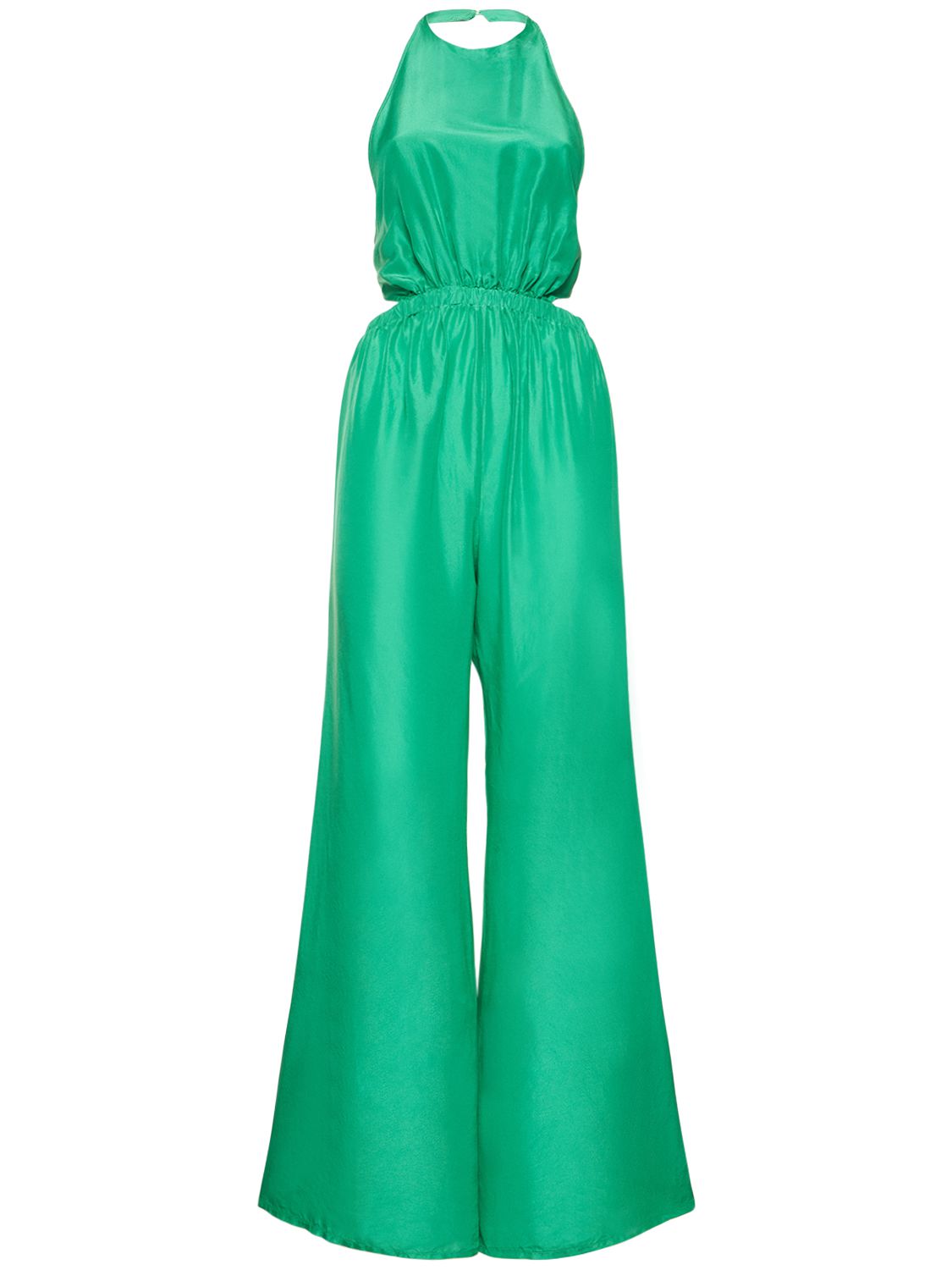 Forte Forte Habotai Silk Jumpsuit In Green