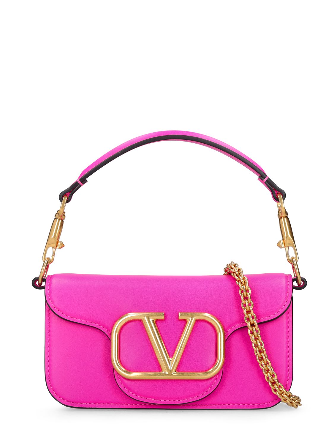 Valentino Garavani Small Locò Leather Top Handle Bag In Pink