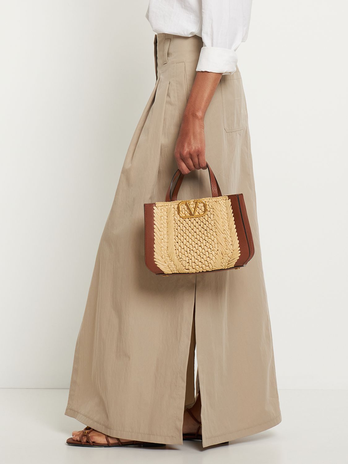 Vlogo Signature Crochet Raffia Tote Bag