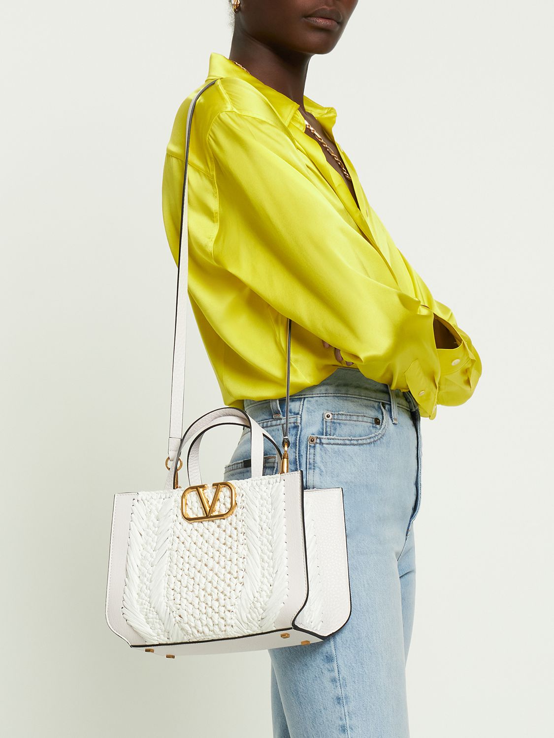 Vlogo Signature Crochet Raffia Tote Bag
