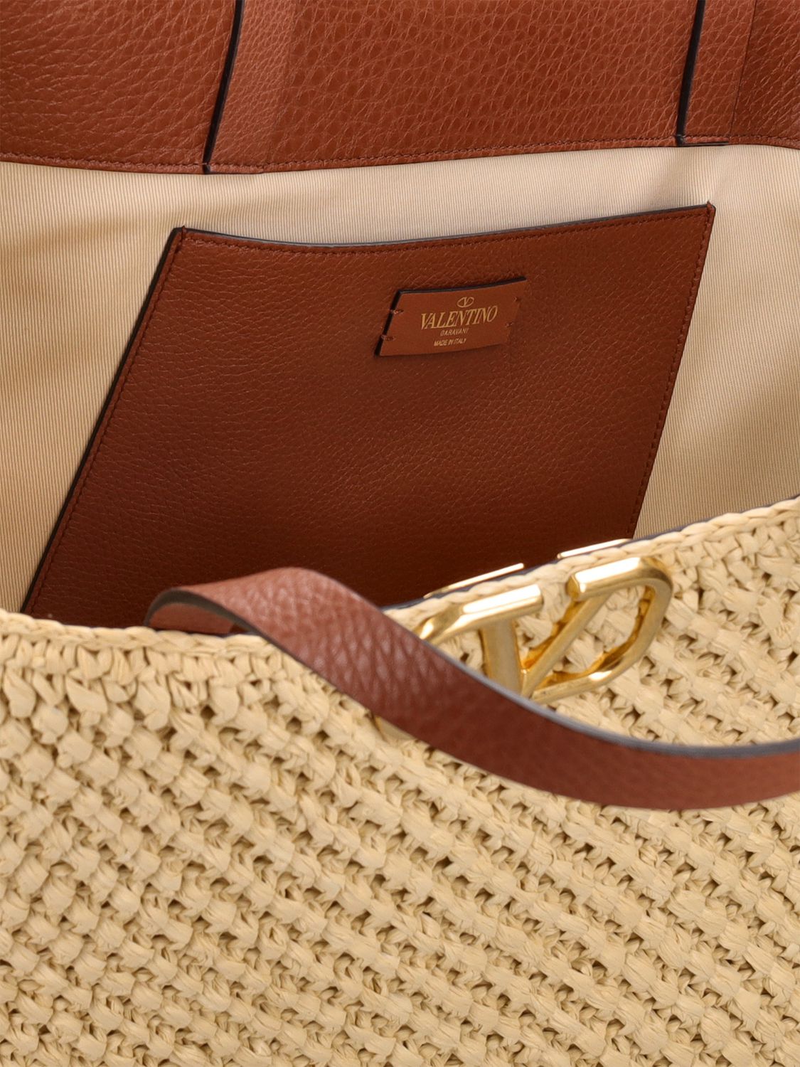 Vlogo Signature Crochet Raffia Tote Bag
