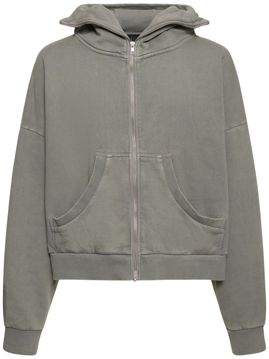 Entire Studios Full Zip Cotton Hoodie In Gray