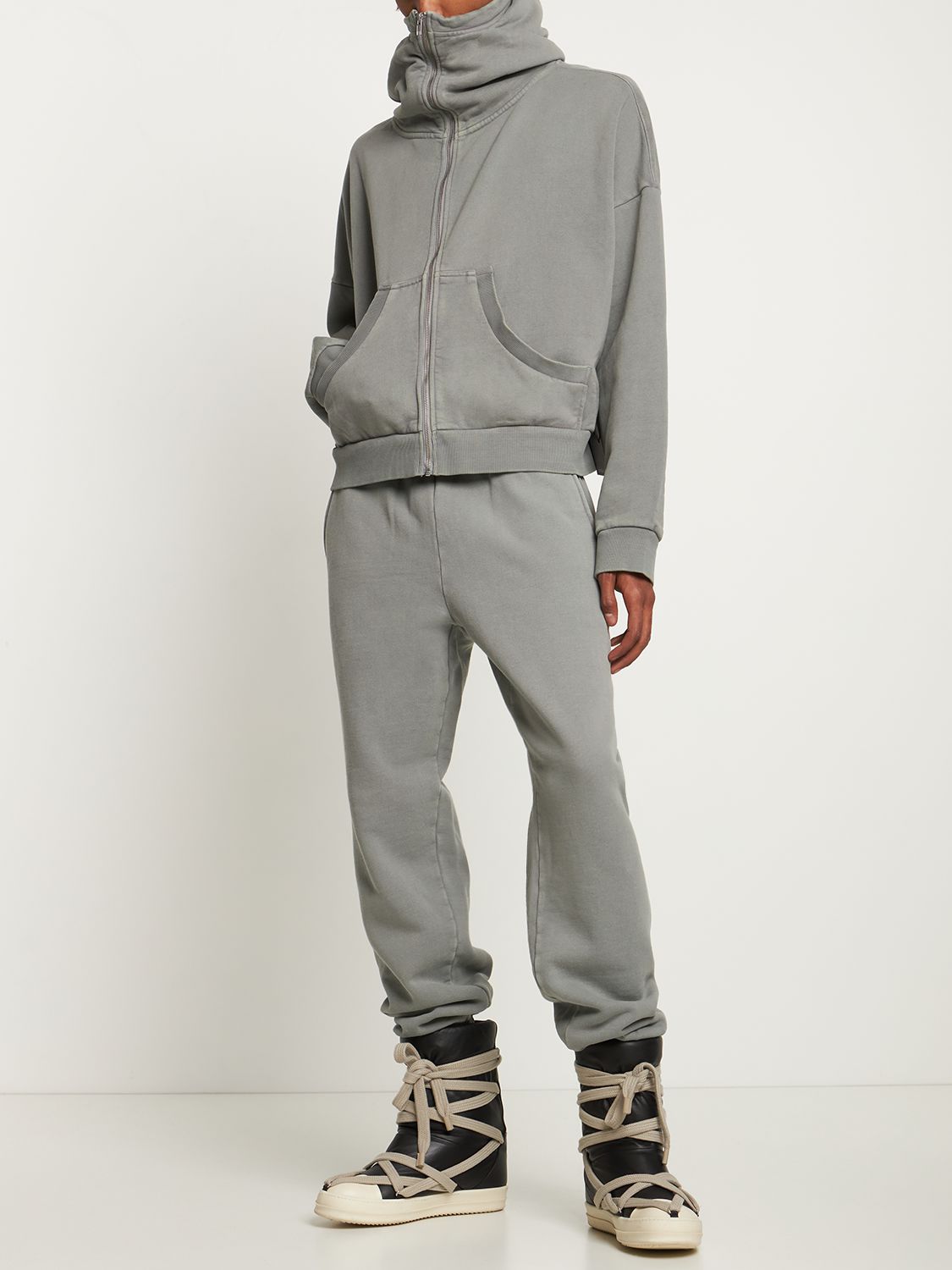 Shop Entire Studios Full Zip Hooded Sweatshirt In Grey