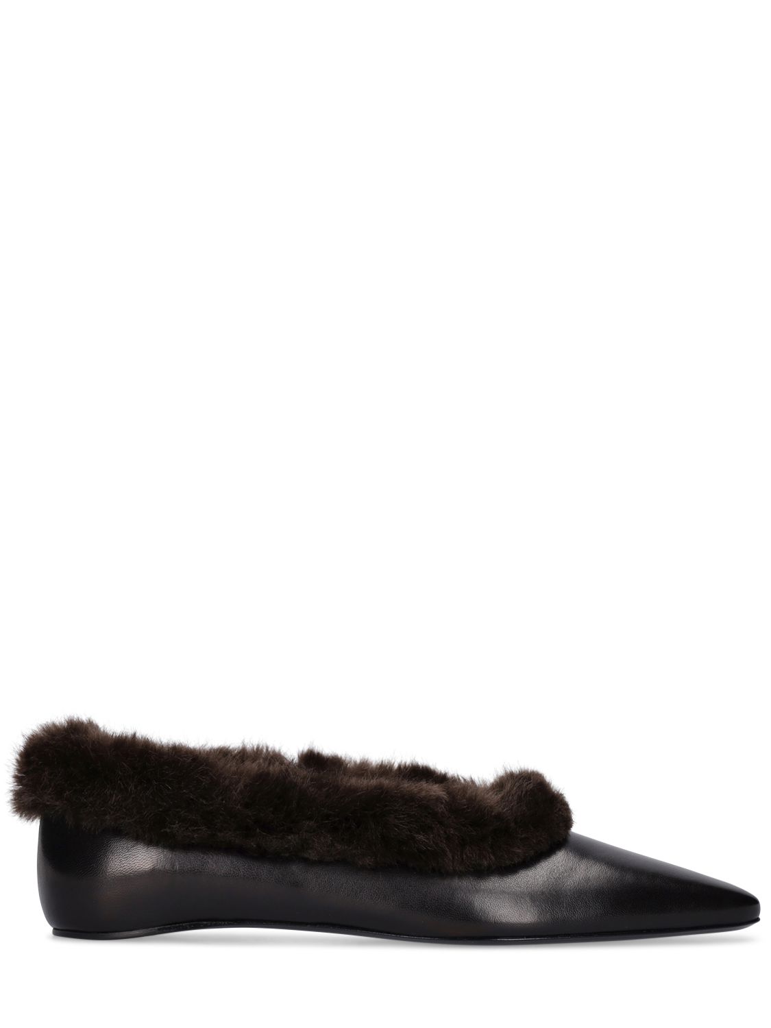 Chaussures Plates En Fausse Fourrure Et Cuir 10 Mm - TOTEME - Modalova