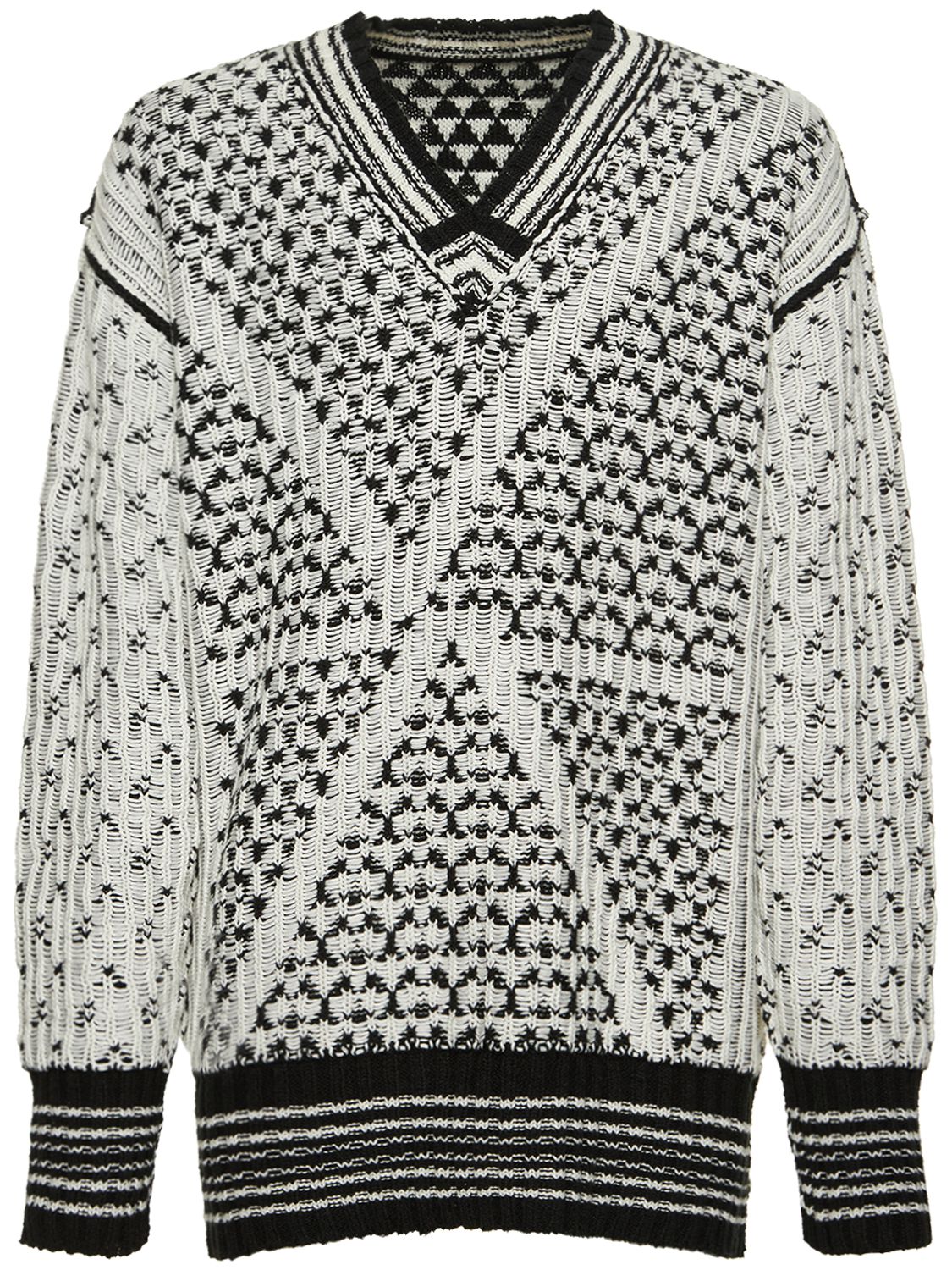Reversible Cotton Jacquard Knit Sweater