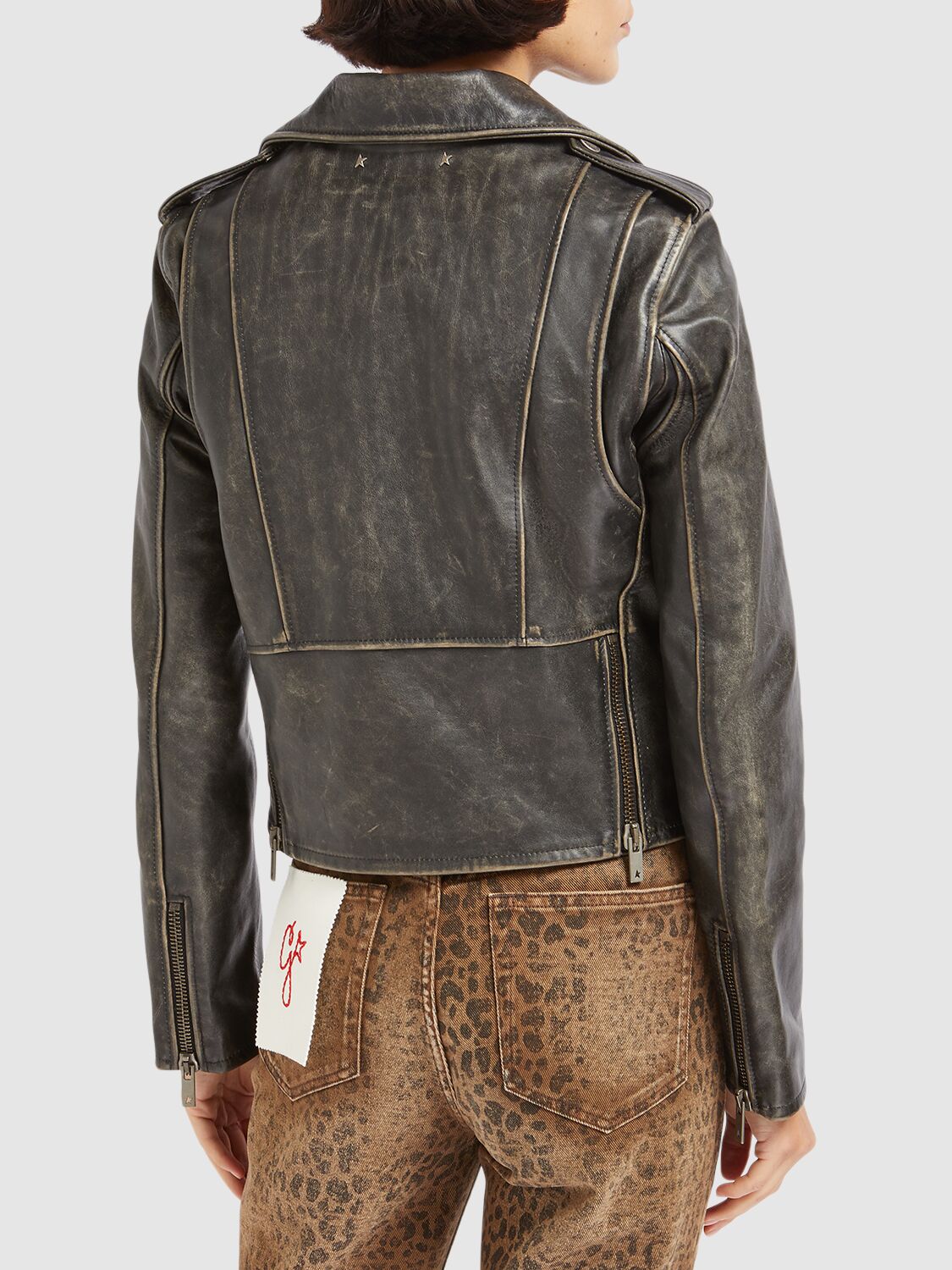 GOLDEN GOOSE GOLDEN CHIODO BULL LEATHER JACKET 