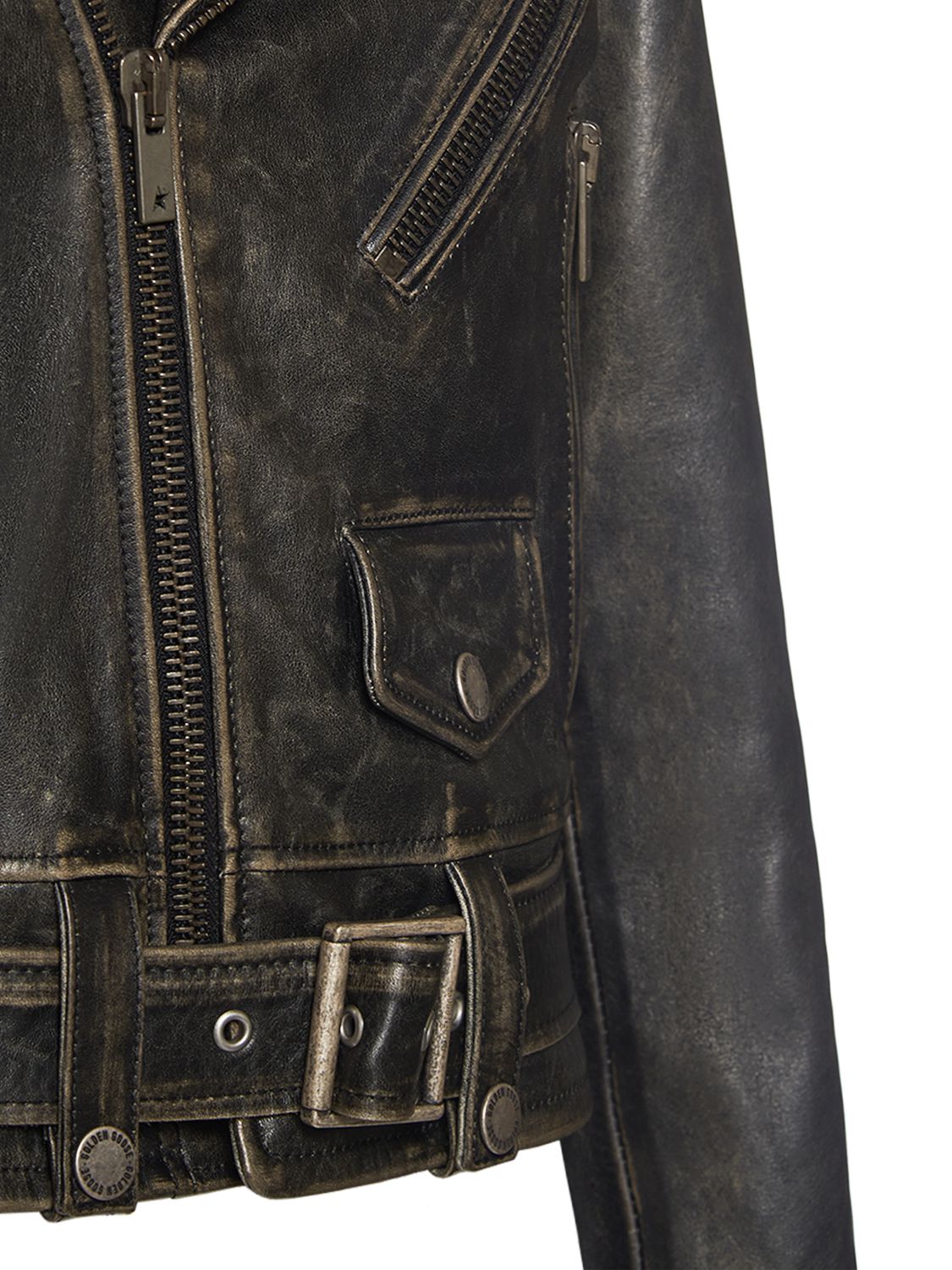 GOLDEN GOOSE GOLDEN CHIODO BULL LEATHER JACKET 