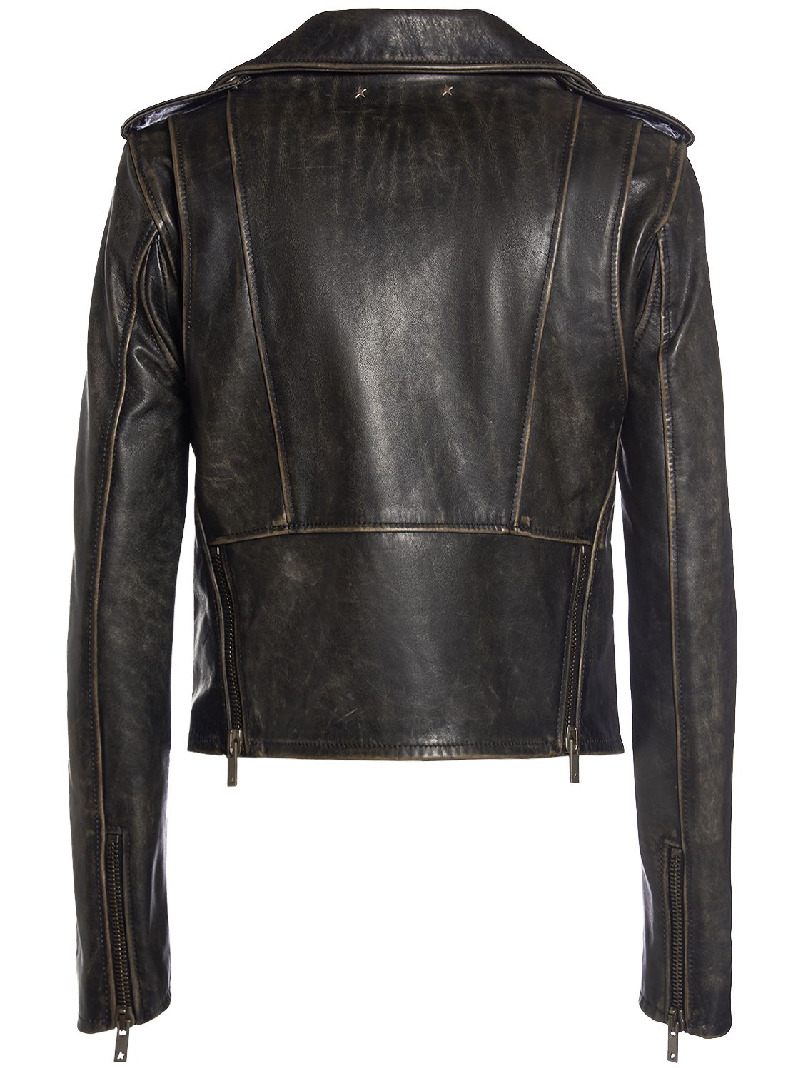 Shop Golden Goose Golden Chiodo Bull Leather Jacket In Black