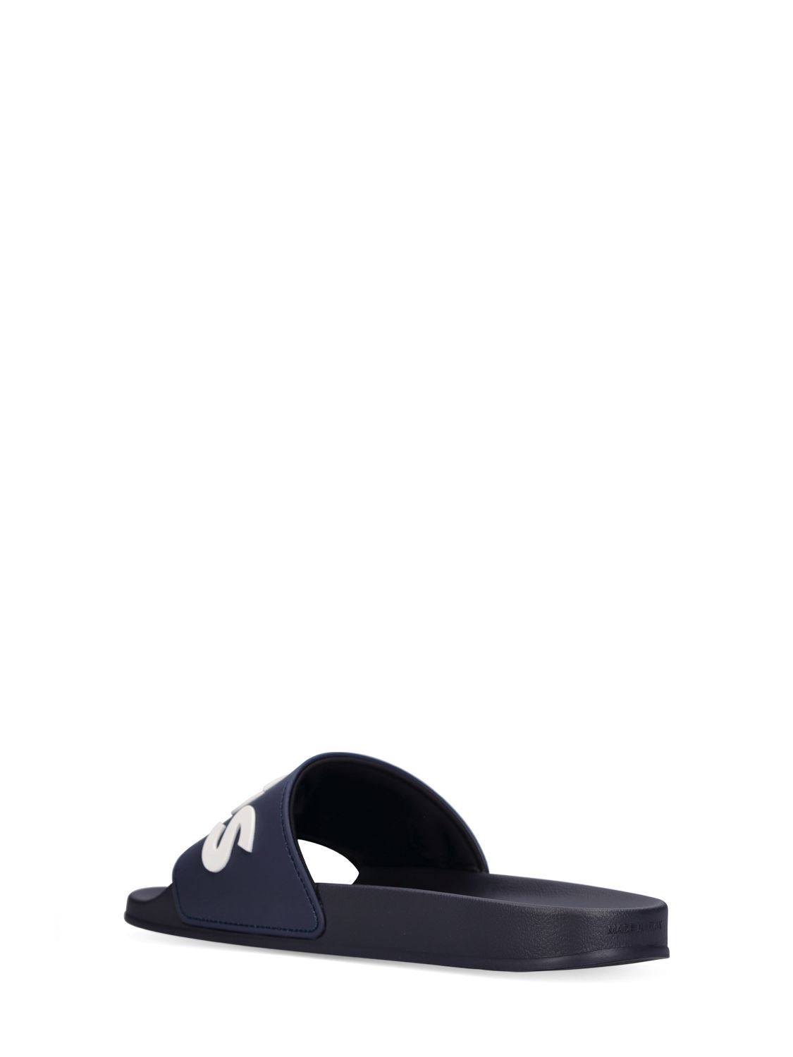 Shop Hugo Boss Logo Slide Sandals In Dark Blue