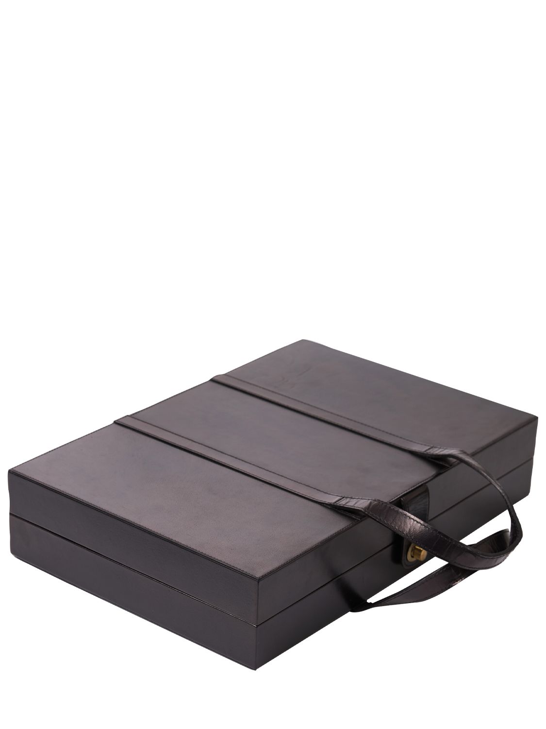 The Conran Shop Black Finish Leather Backgammon Set In Black