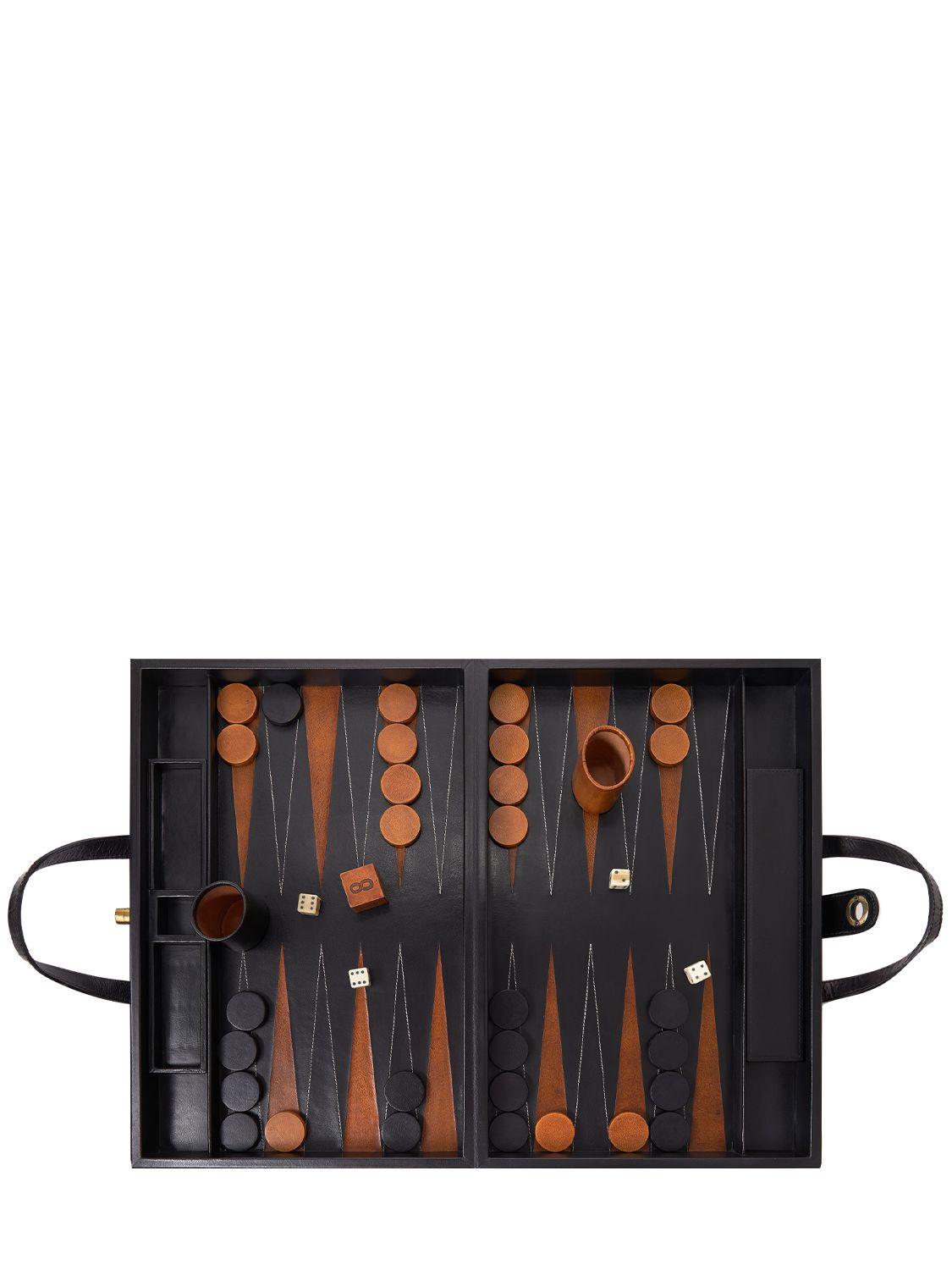 The Conran Shop Black Finish Leather Backgammon Set In Black