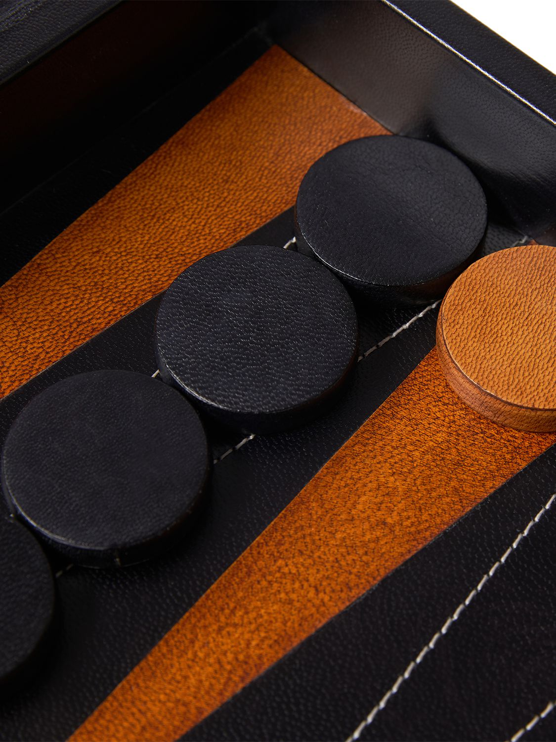 The Conran Shop Black Finish Leather Backgammon Set In Black