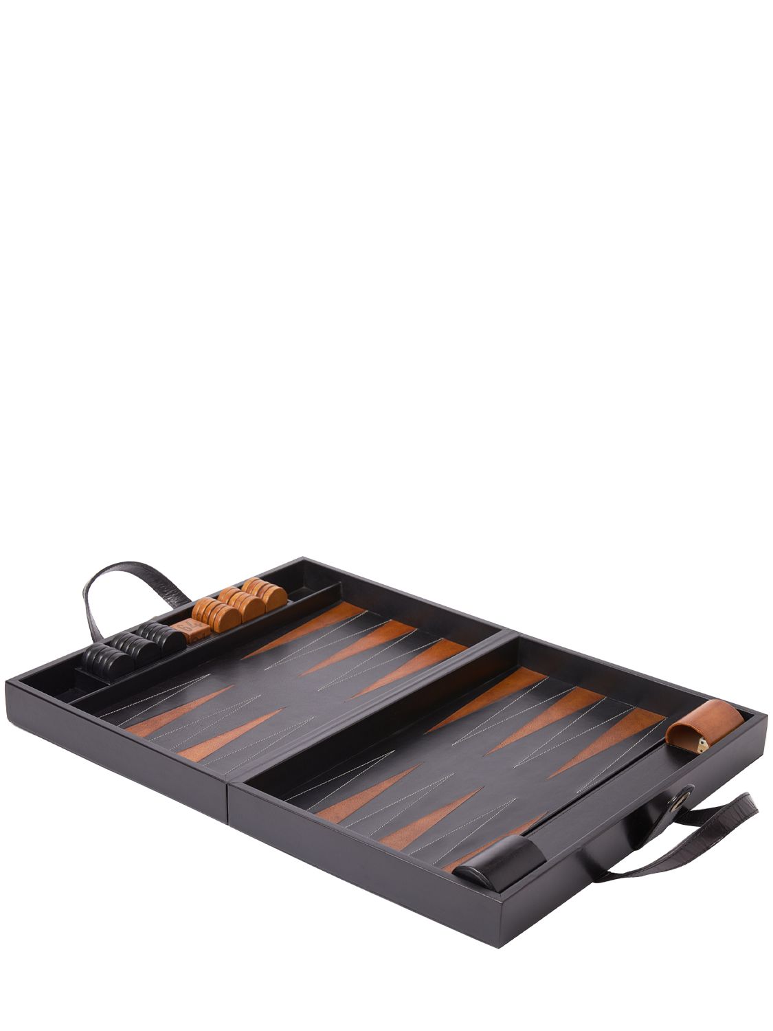 The Conran Shop Black Finish Leather Backgammon Set In Black