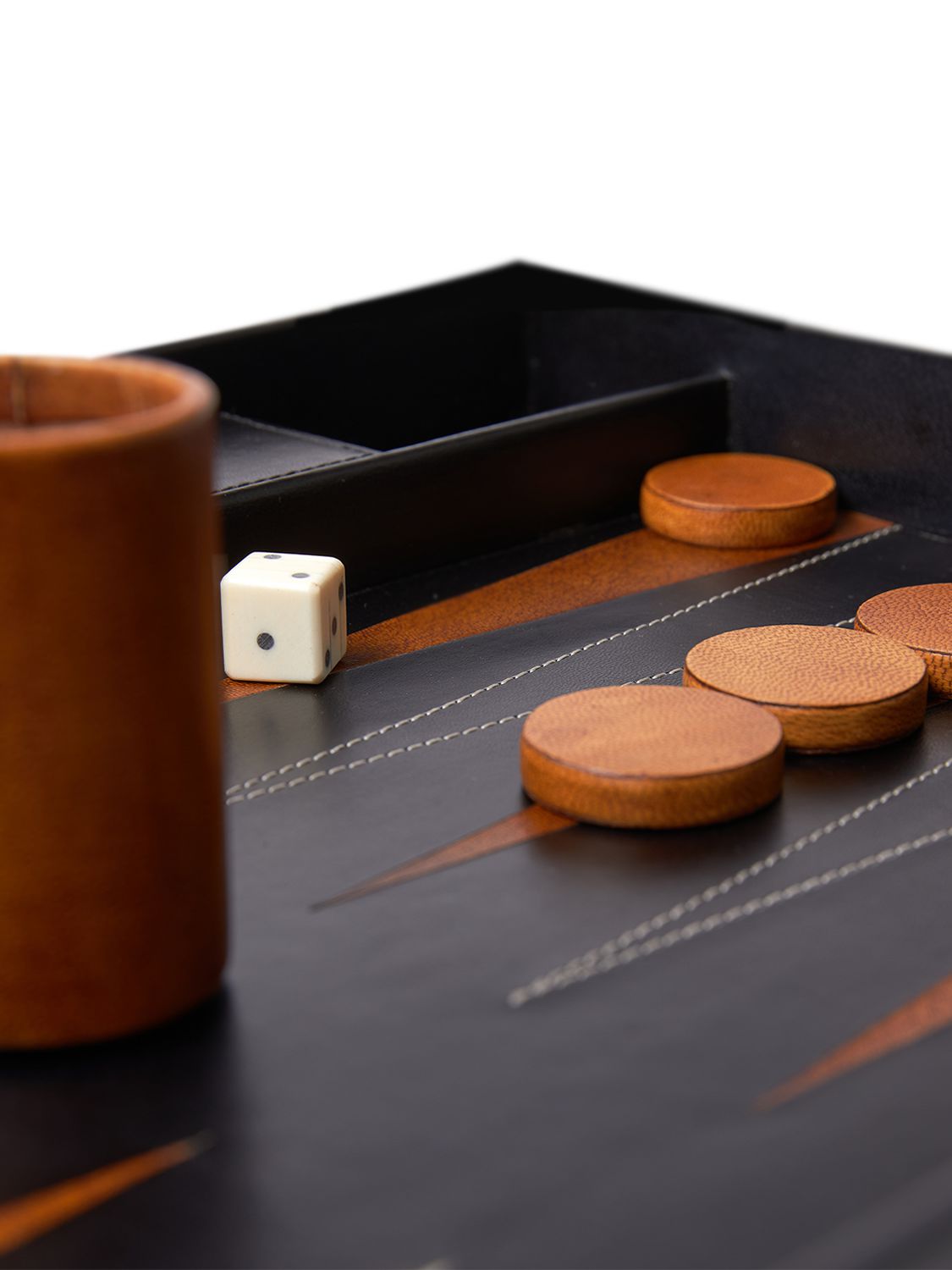 The Conran Shop Black Finish Leather Backgammon Set In Black