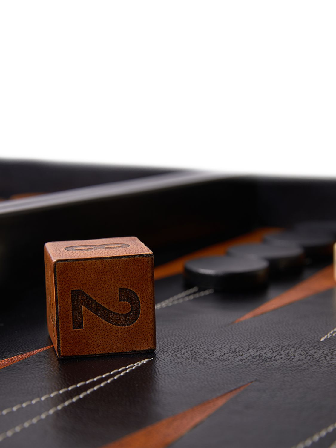 The Conran Shop Black Finish Leather Backgammon Set In Black