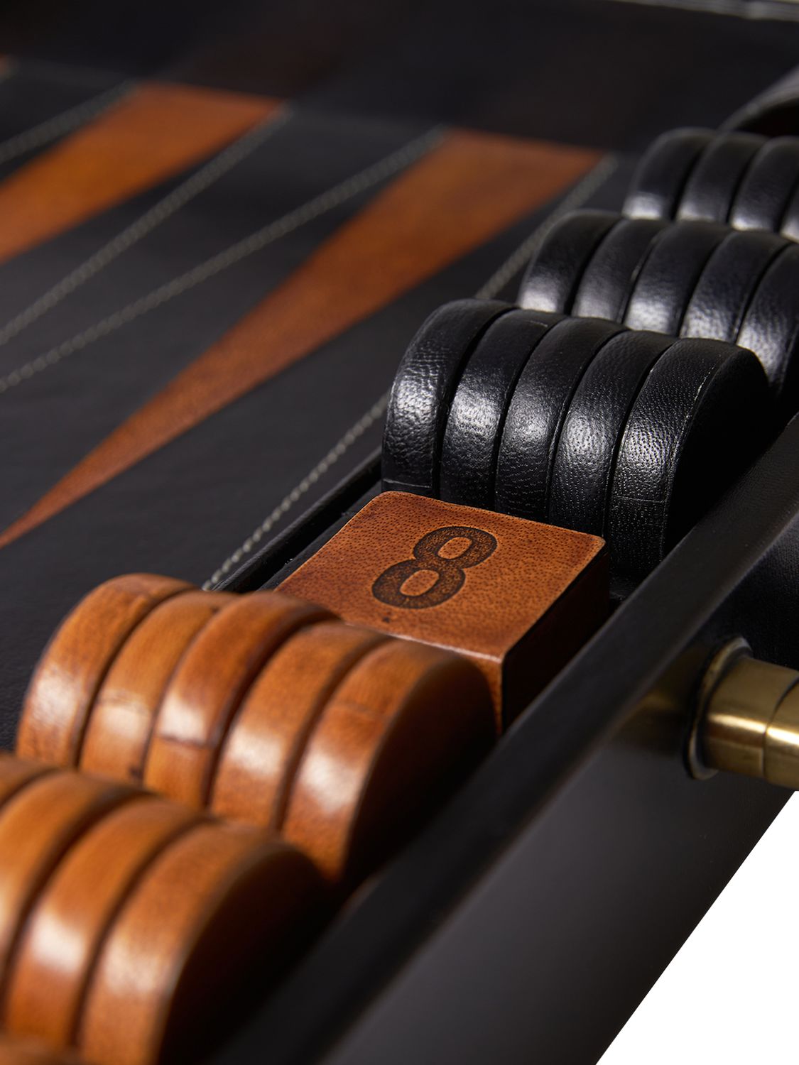 The Conran Shop Black Finish Leather Backgammon Set In Black