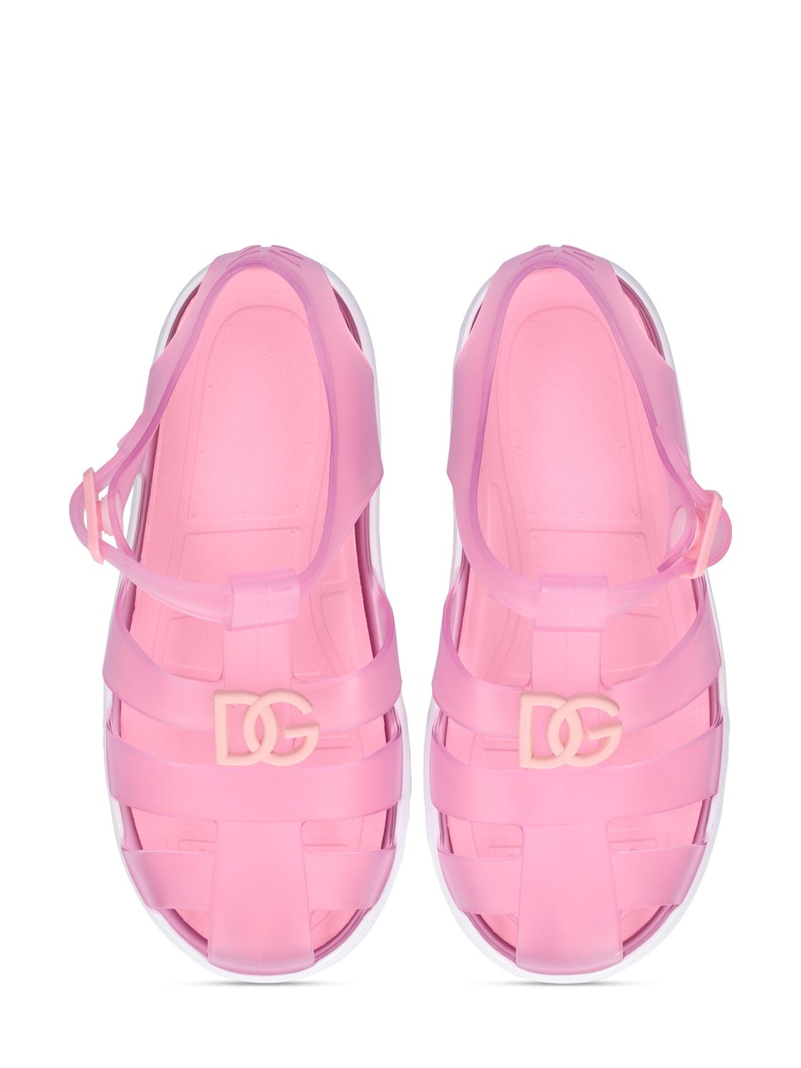 Shop Dolce & Gabbana Logo Jelly Sandals In Pink,white