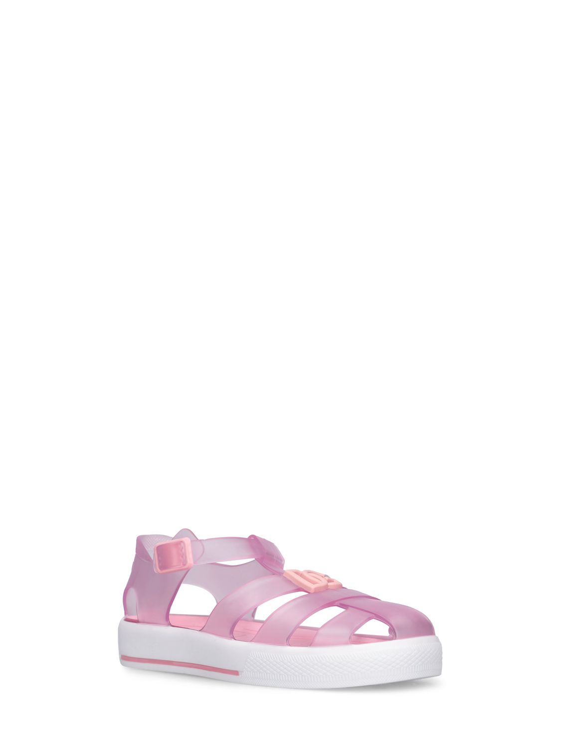 Shop Dolce & Gabbana Logo Jelly Sandals In Pink,white