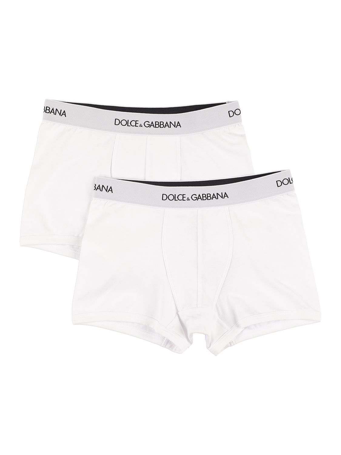 Dolce & Gabbana Pack Of 2 White Cotton Boxer Shorts With Logo In White