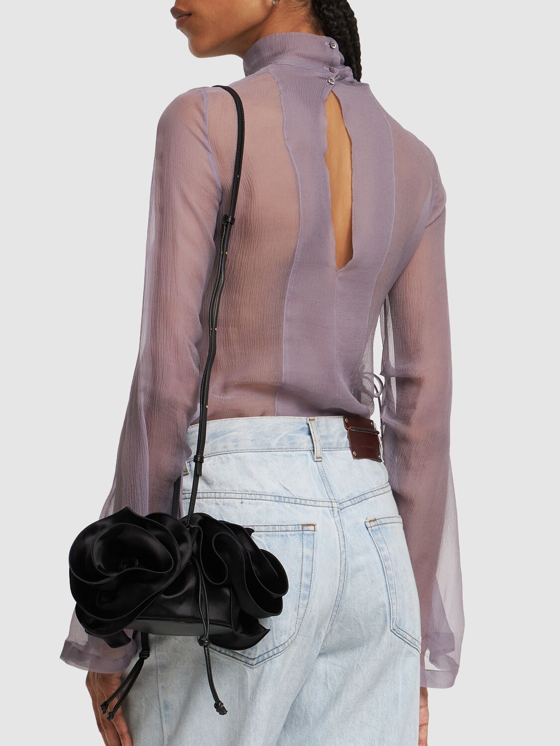 Shop Magda Butrym Magda Black Satin Shoulder Bag