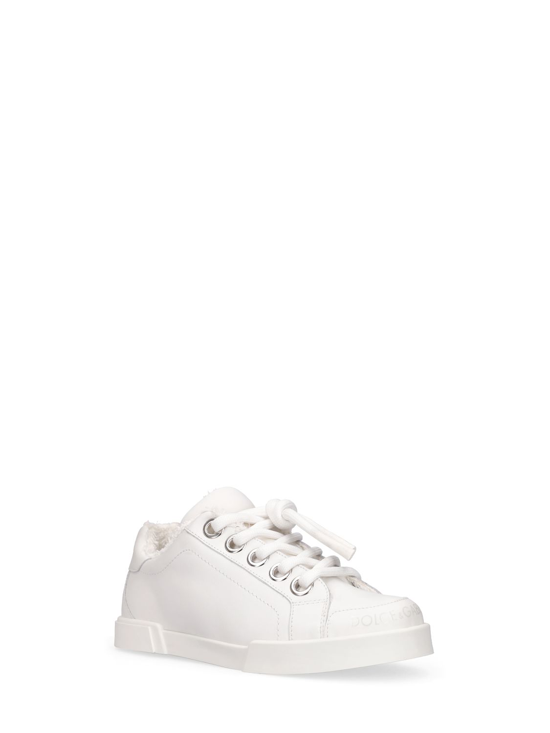 Dolce & Gabbana Leather Lace-up Sneakers In White