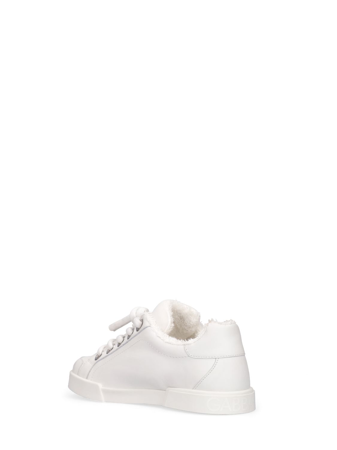Dolce & Gabbana Leather Lace-up Sneakers In White