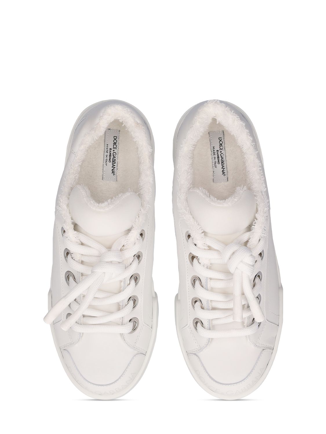 Dolce & Gabbana Leather Lace-up Sneakers In White