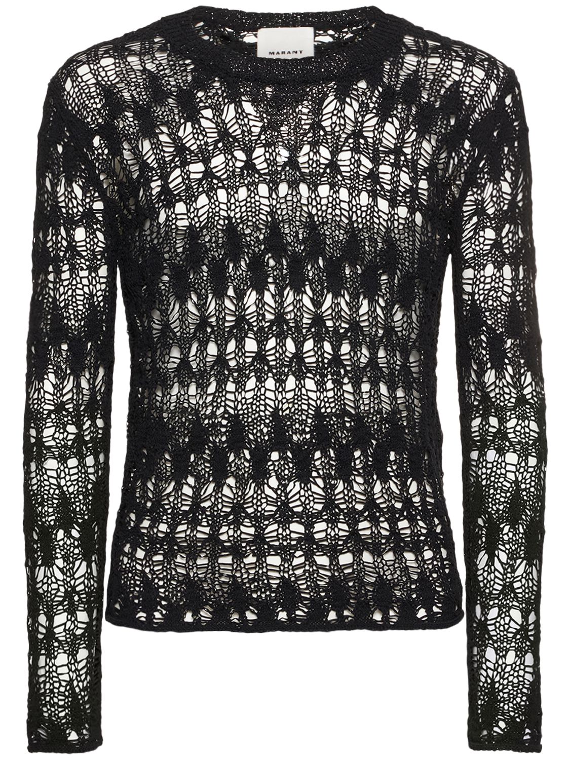 Cotton Blend Open Knit Sweater