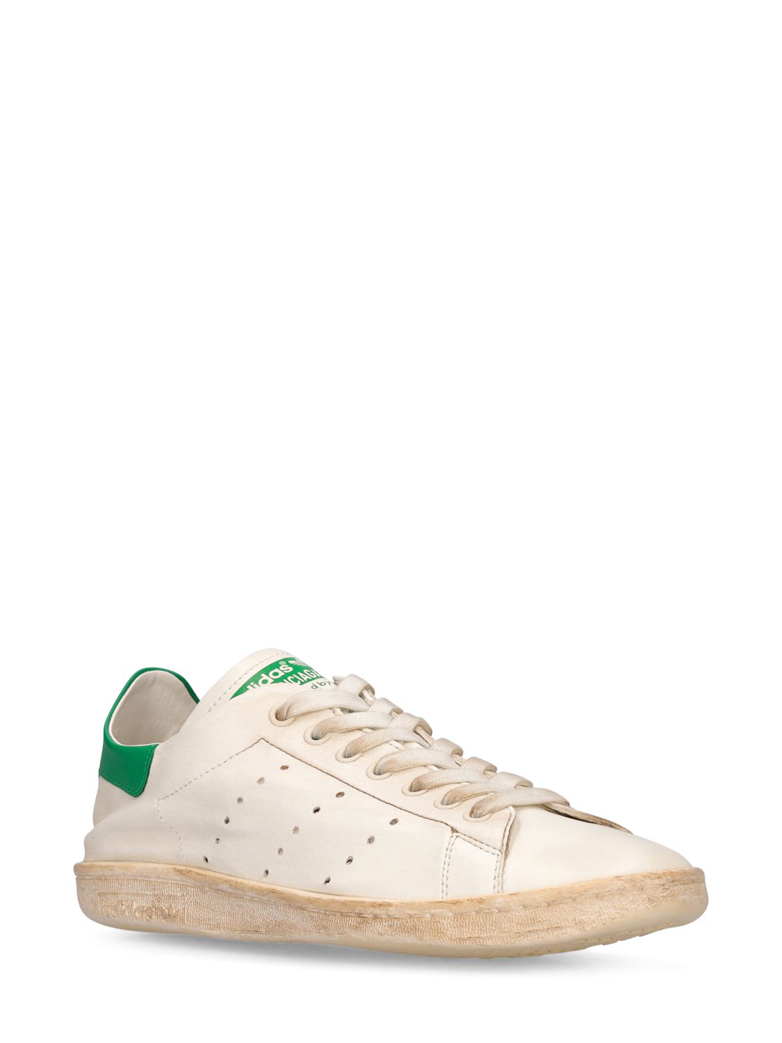 Shop Balenciaga 20mm Stan Smith Leather Sneakers In White,green