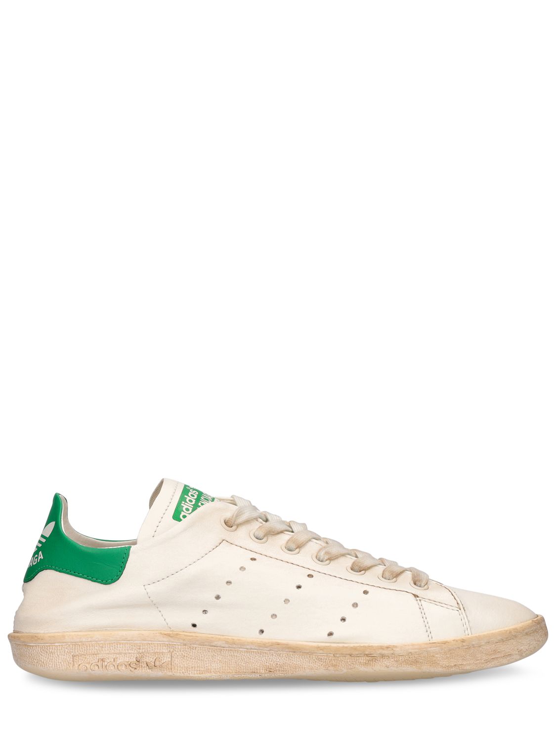 Balenciaga 20mm Stan Smith Leather Sneakers In White,green