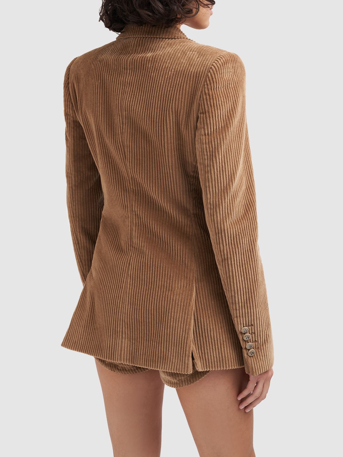 Dolce & Gabbana Single-breasted Corduroy Blazer In Beige