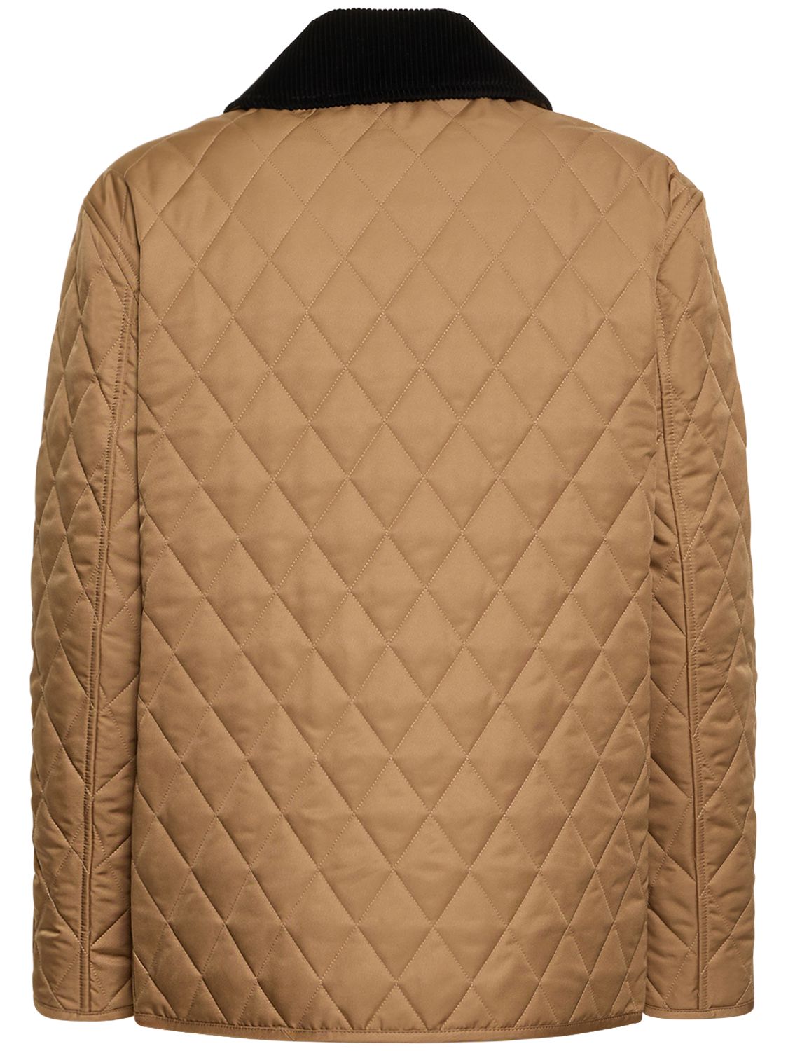 Shop Burberry Dranefeld Quilted Buttoned Short Jacket In Beige,schwarz