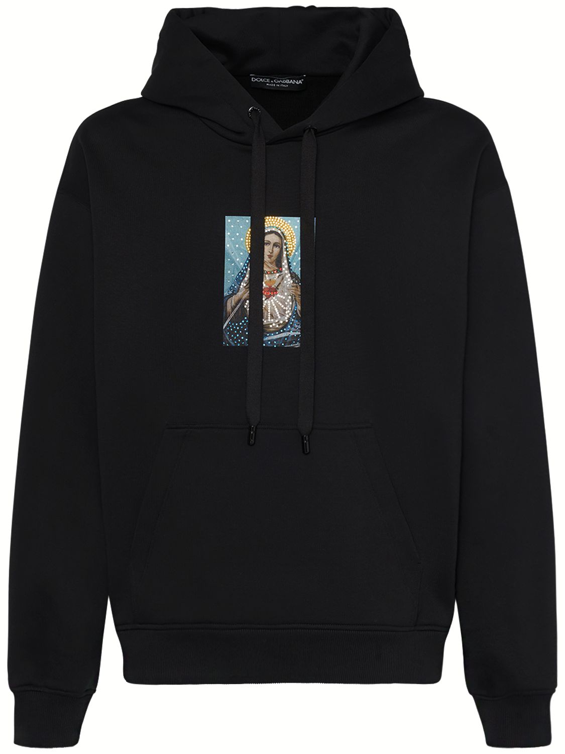 Cotton Jersey Hoodie W/crystals