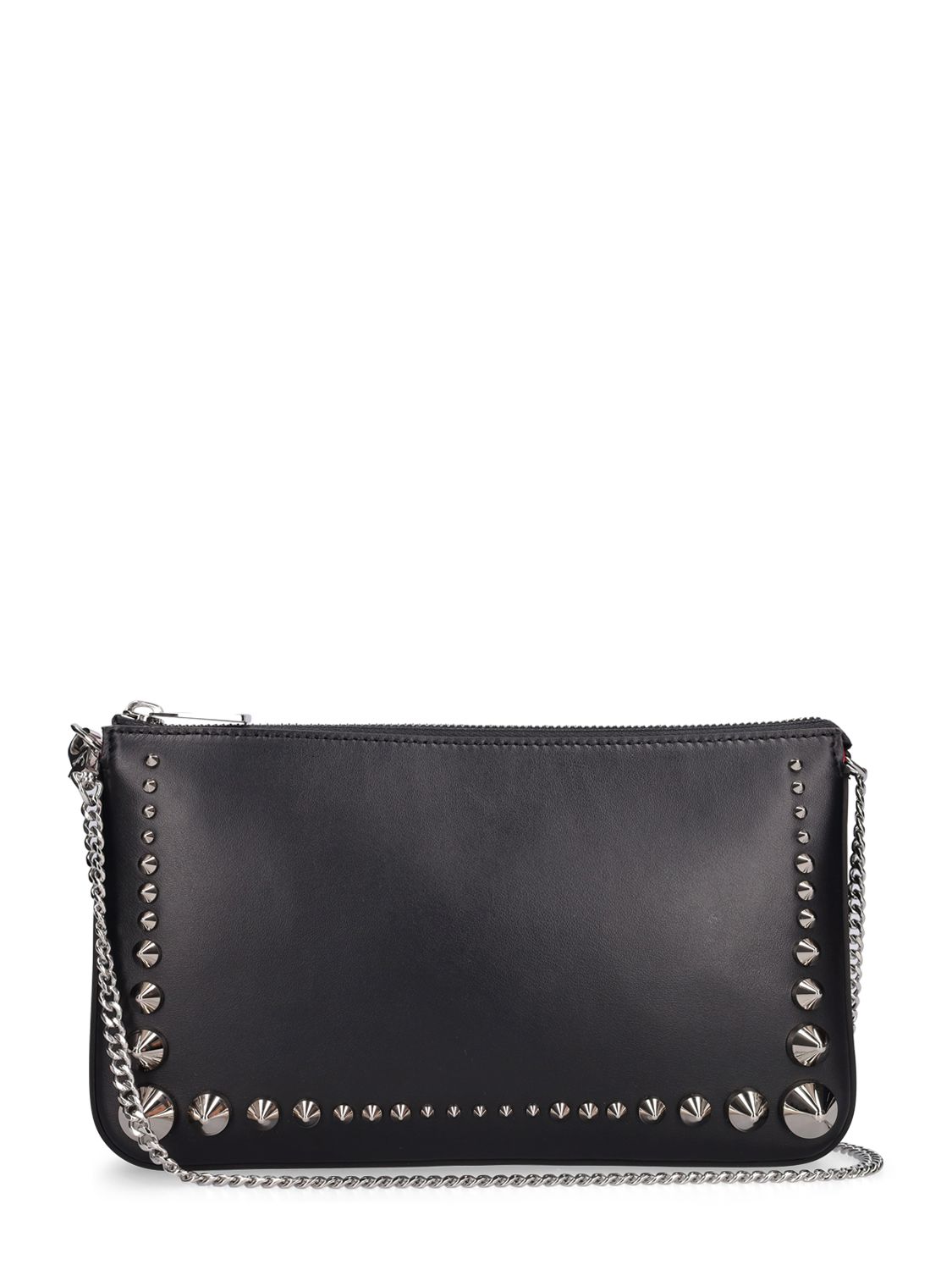 Shop Christian Louboutin Mini Loubila Paris Leather Bag In Black,black,sil
