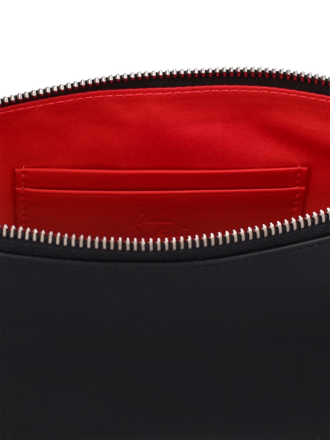Shop Christian Louboutin Mini Loubila Paris Leather Bag In Black,black,sil