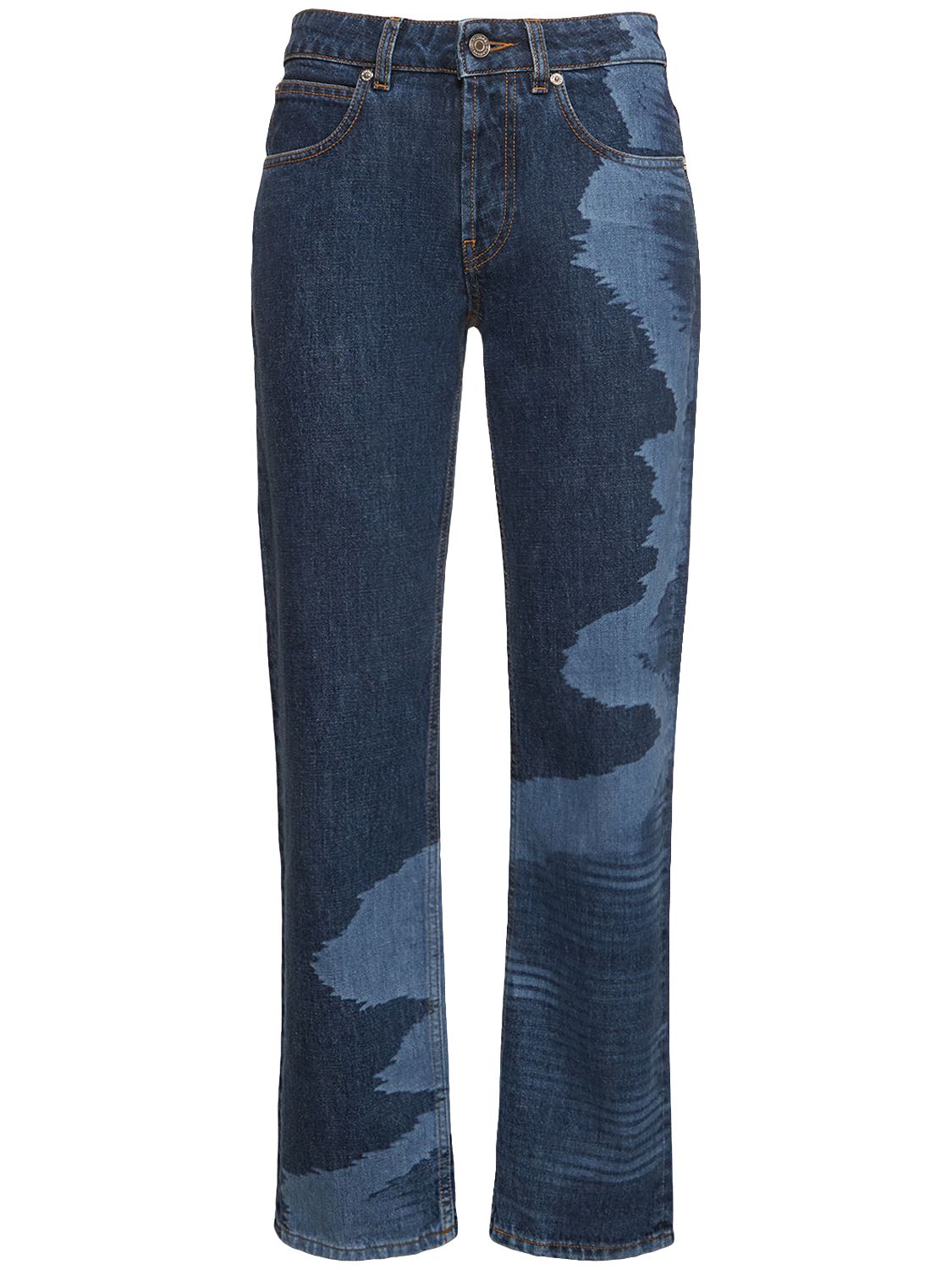 Space Dyed Cotton Denim Straight Jeans