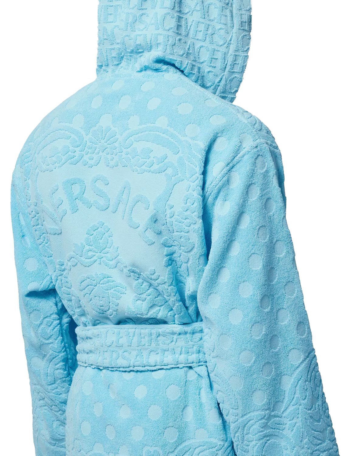Shop Versace On Repeat Short Bathrobe In Azur