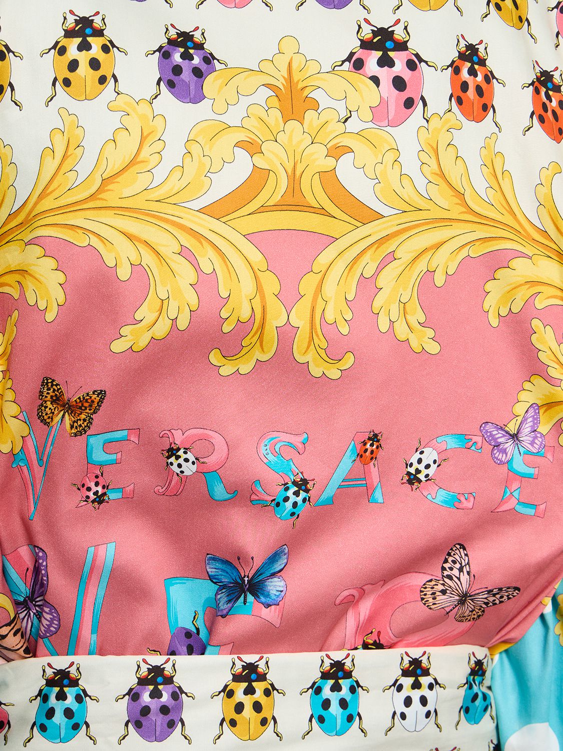 Versace La Vacanza Printed Bathrobe In Azur,multi