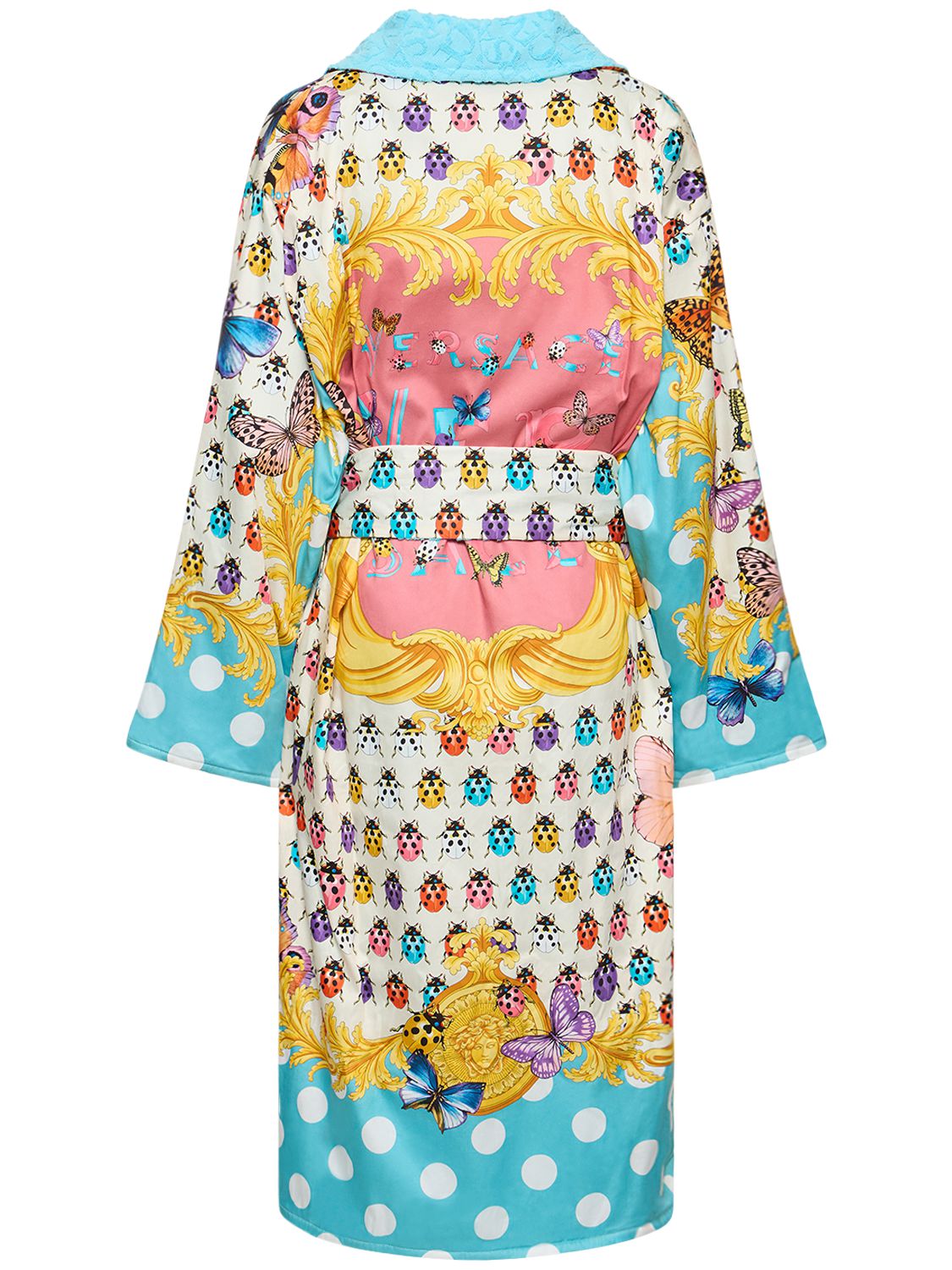 Versace La Vacanza Printed Bathrobe In Azur,multi