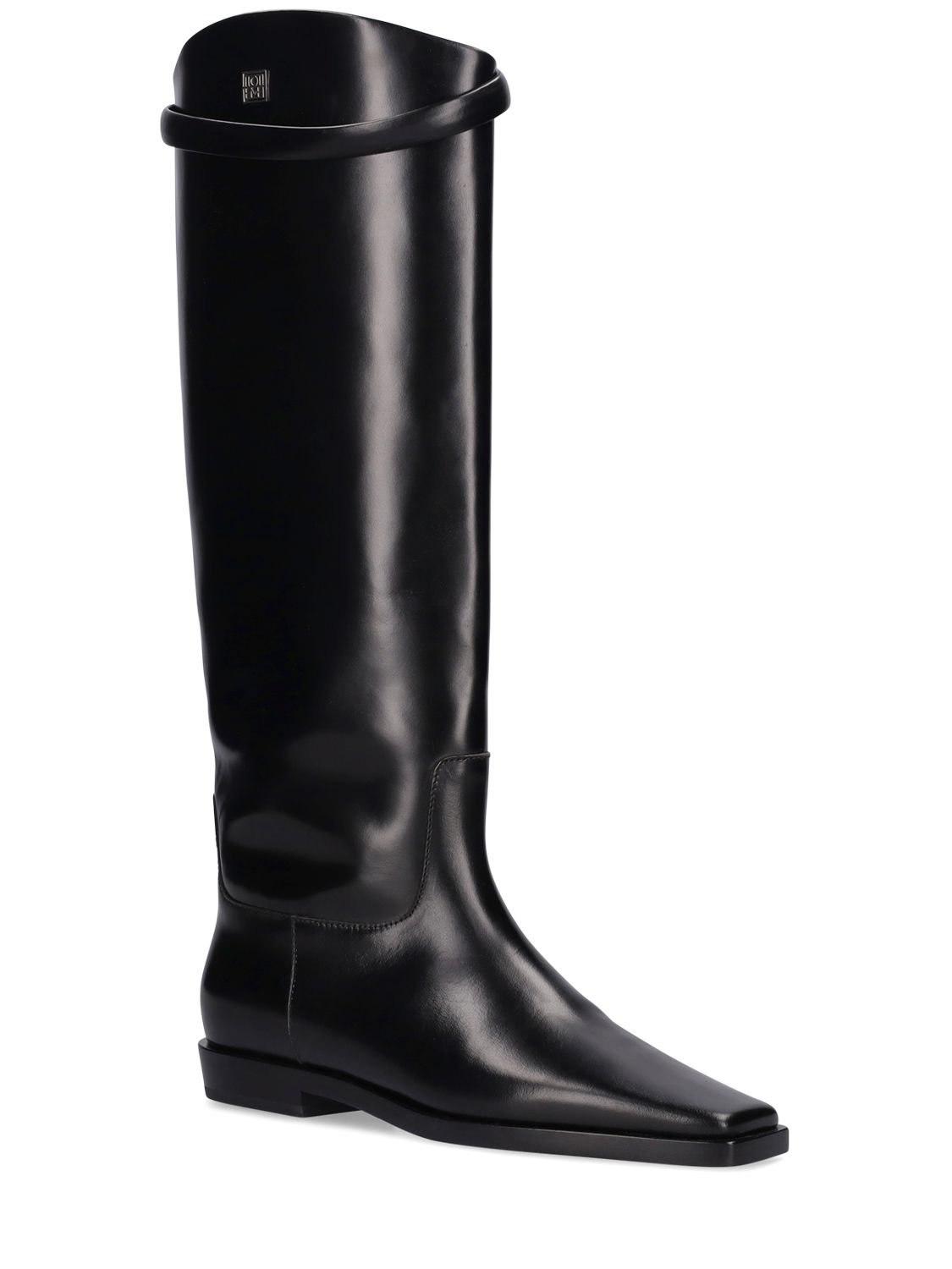 Shop Totême 10mm The Riding Leather Tall Boots In Black