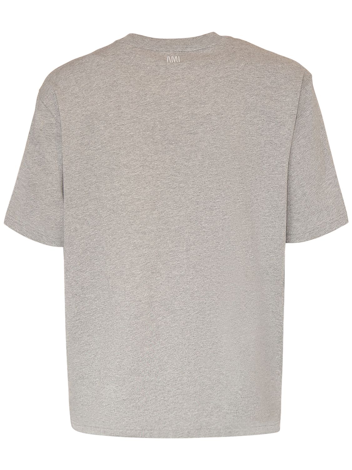 Shop Ami Alexandre Mattiussi Logo Heavy Cotton T-shirt In Heather Grey