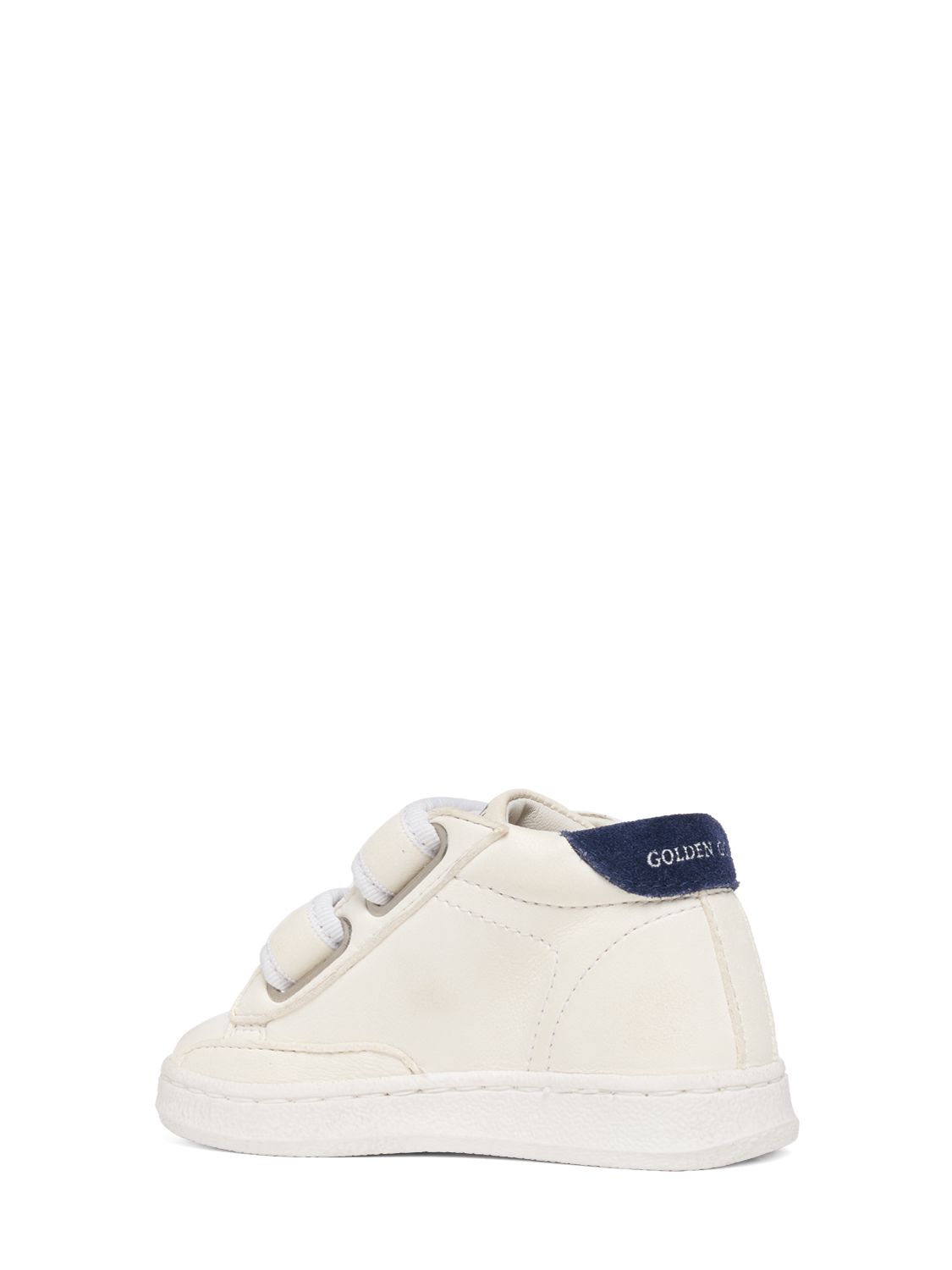 Golden Goose Kid's June Nappa Leather Suede Star Sneakers In White,navy