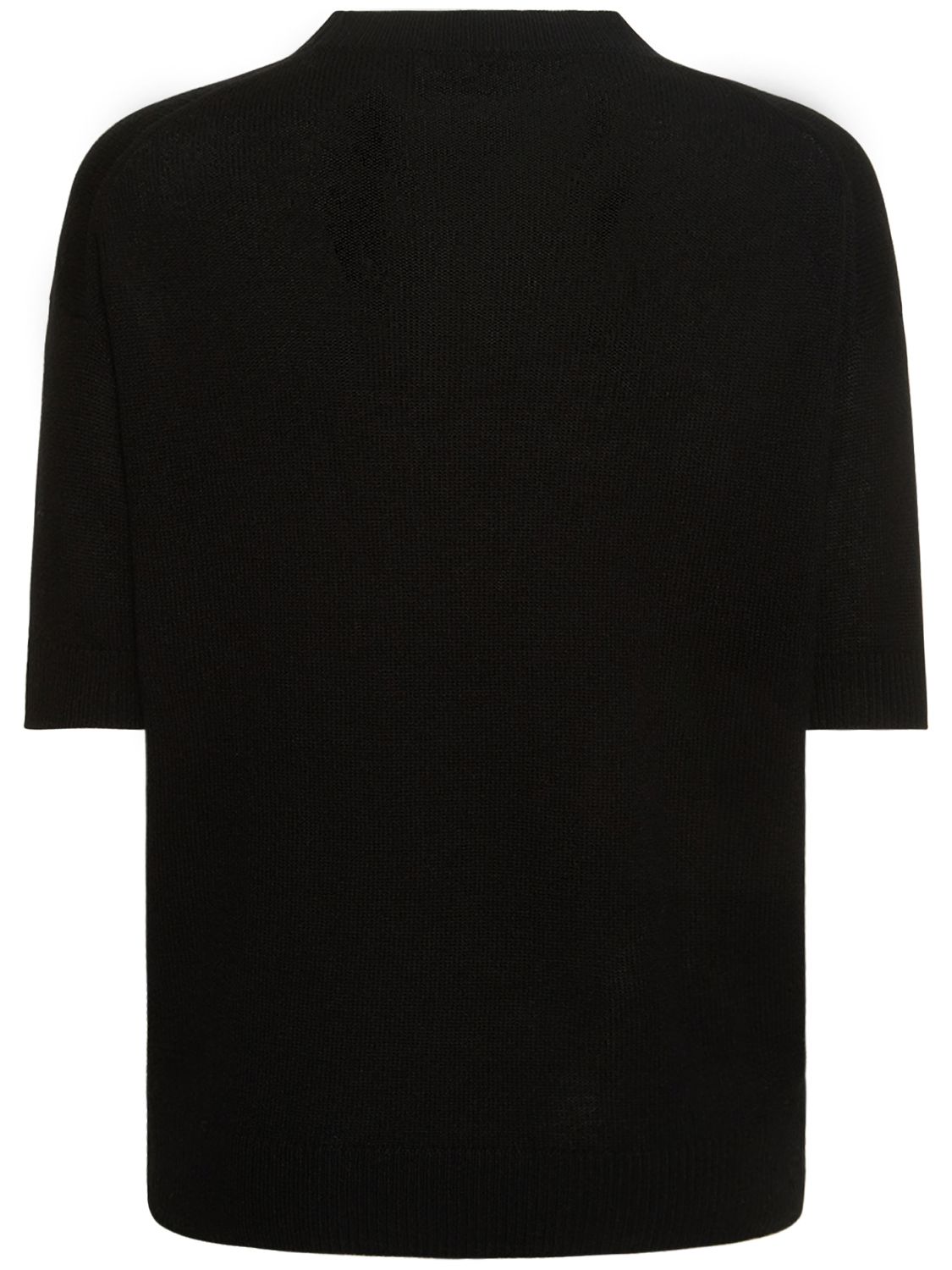 Shop Theory Short Sleeved Knit Cashmere Sweater In Black