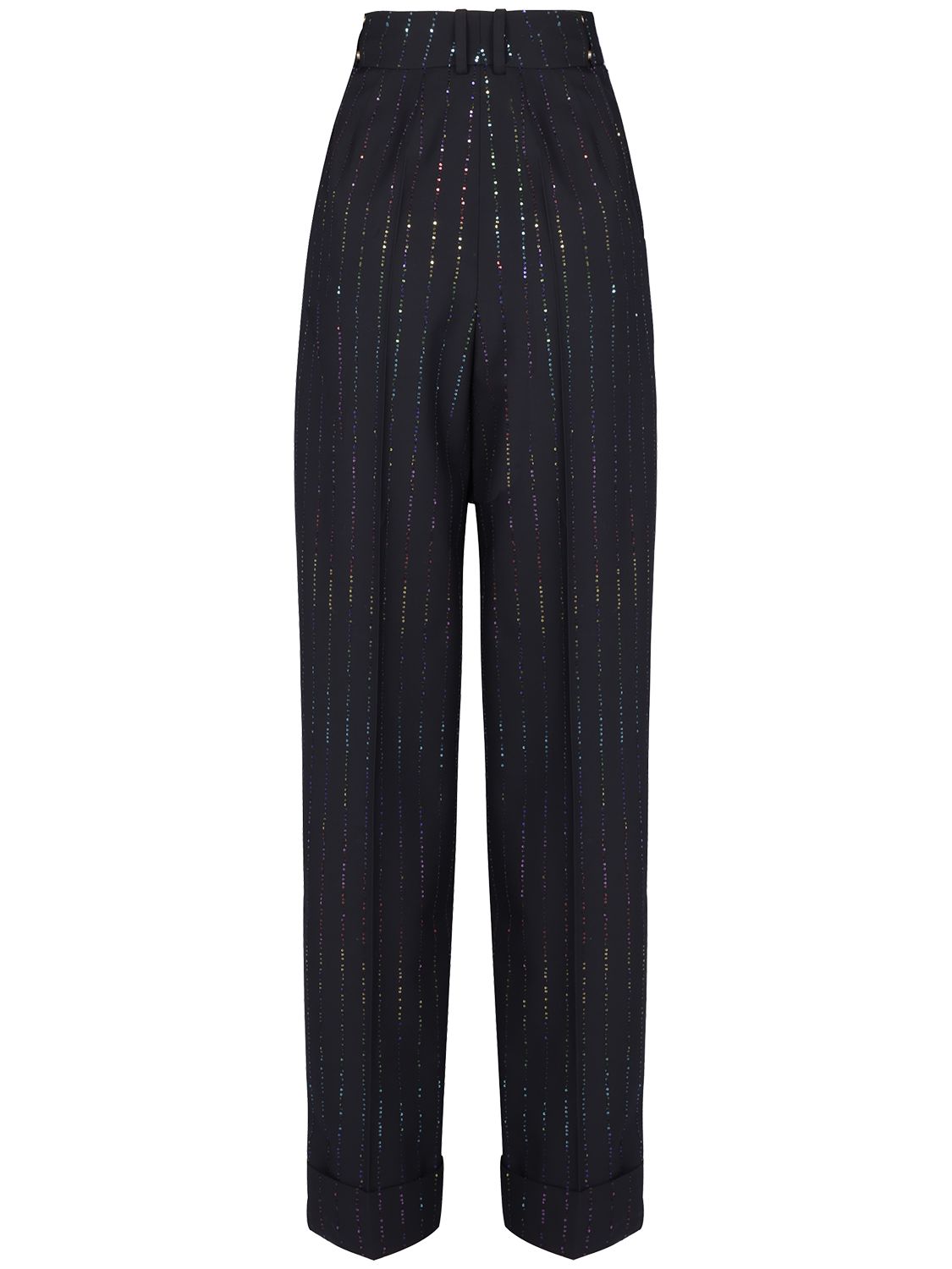 High Rise Embellished Wool Twill Pants