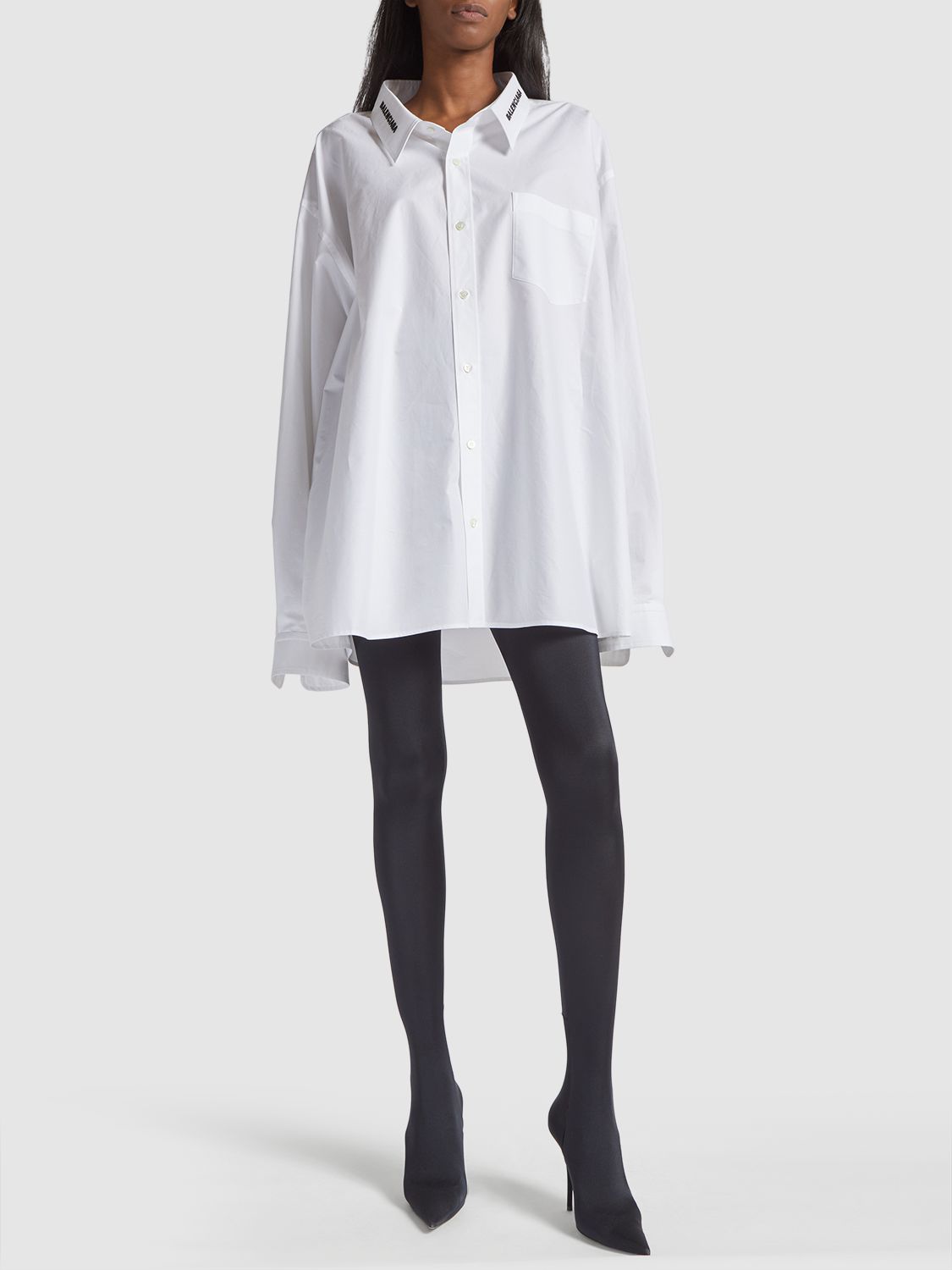 Shop Balenciaga Cotton Poplin Shirt In White