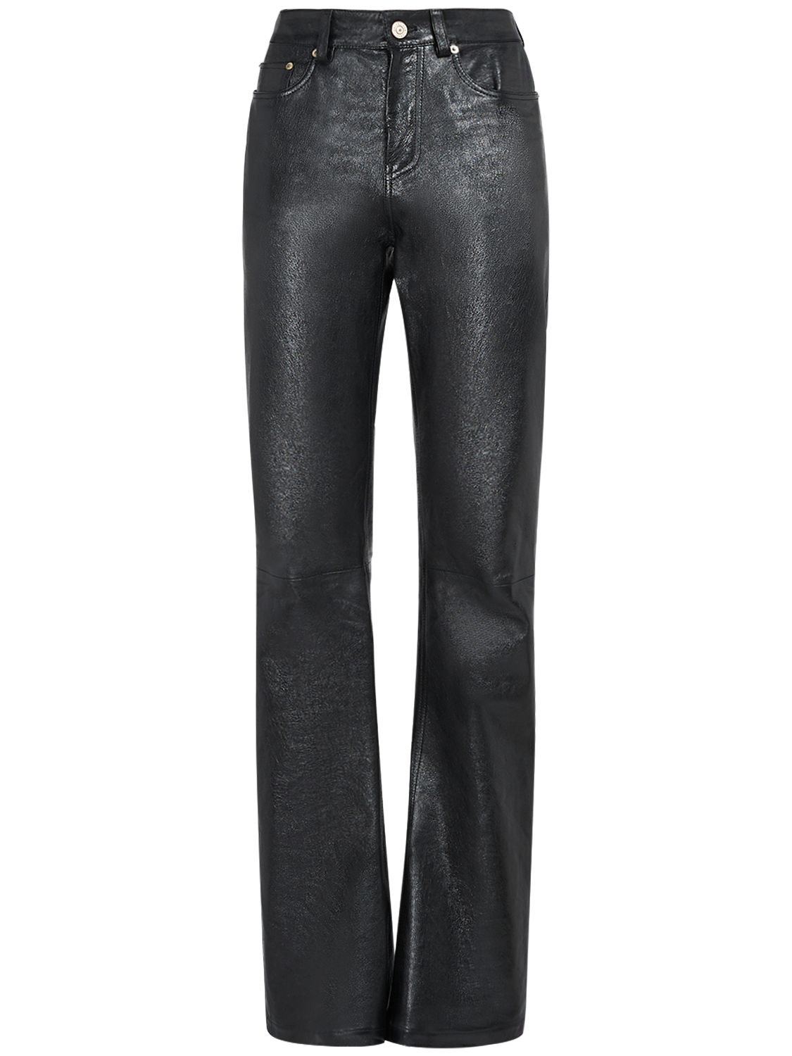 Semi Shiny Leather Bootcut Pants