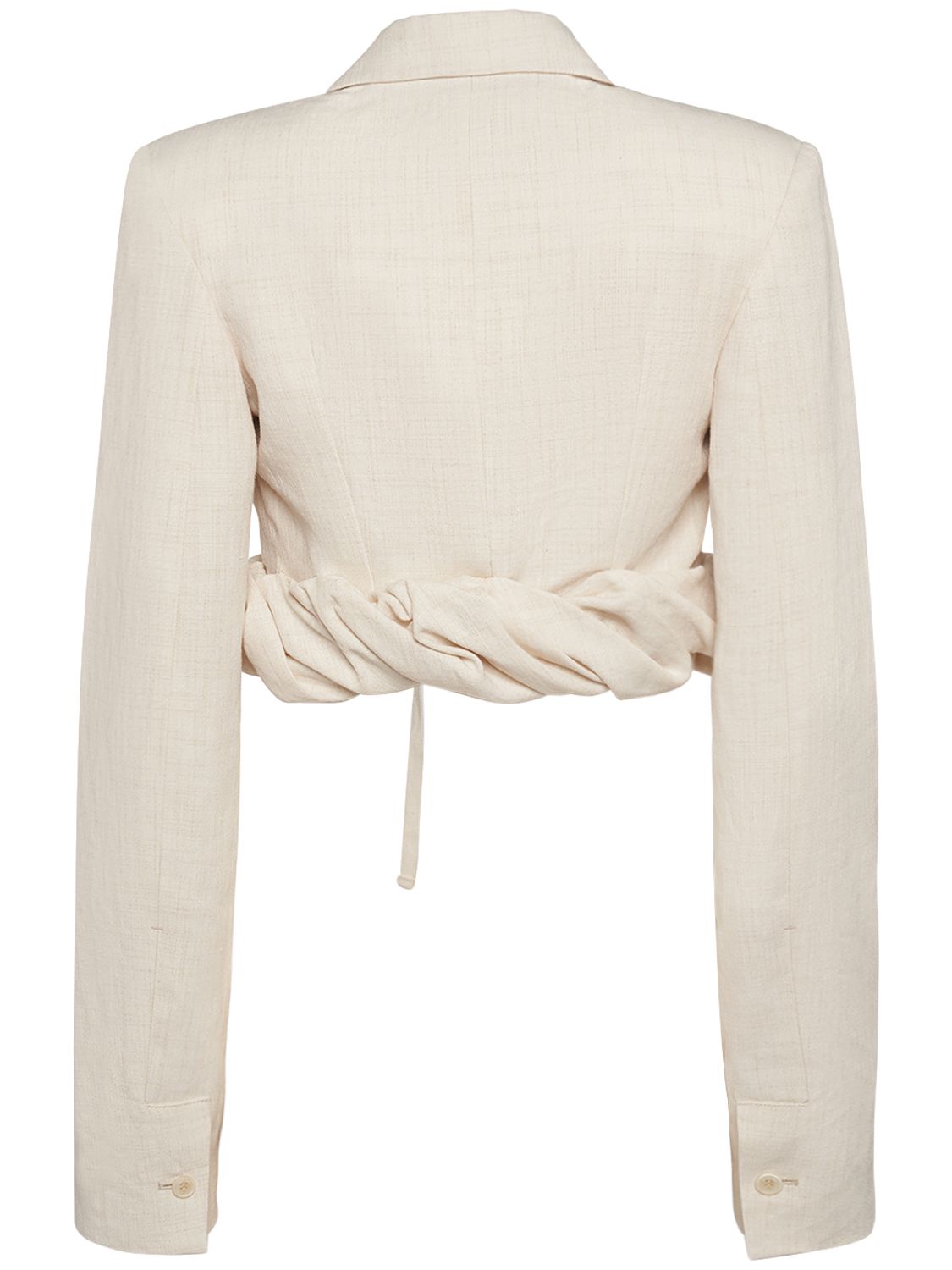 Shop Jacquemus La Veste Croissant Linen Blend Jacket In Off-white