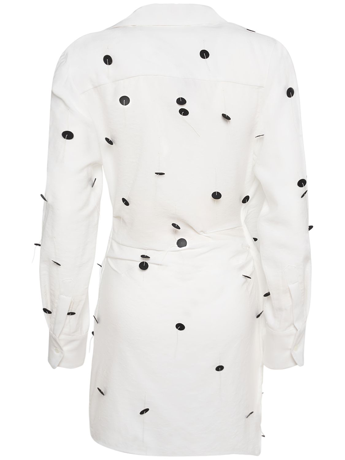Jacquemus Bahia Brodée Twist-front Embellished Twill Mini Dress In White
